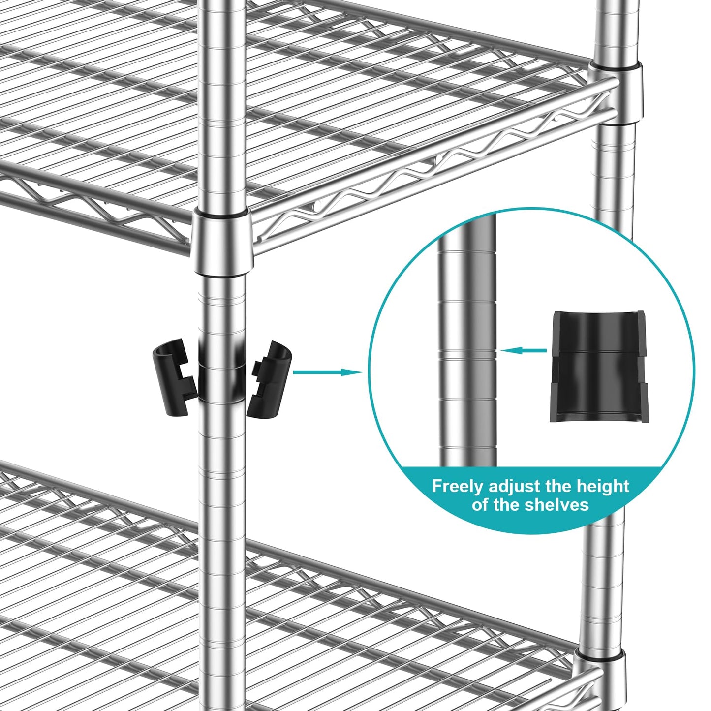 24"Depth Metal Wire Shelving Unit Metal Shelf Adjustable Storage Rack Kitchen Storage shelves 4 Tier Commercial Heavy-Duty 2200 LBS Sturdy Standing Steel for Home Garage Pantry 24"Dx 30"Wx59"H
