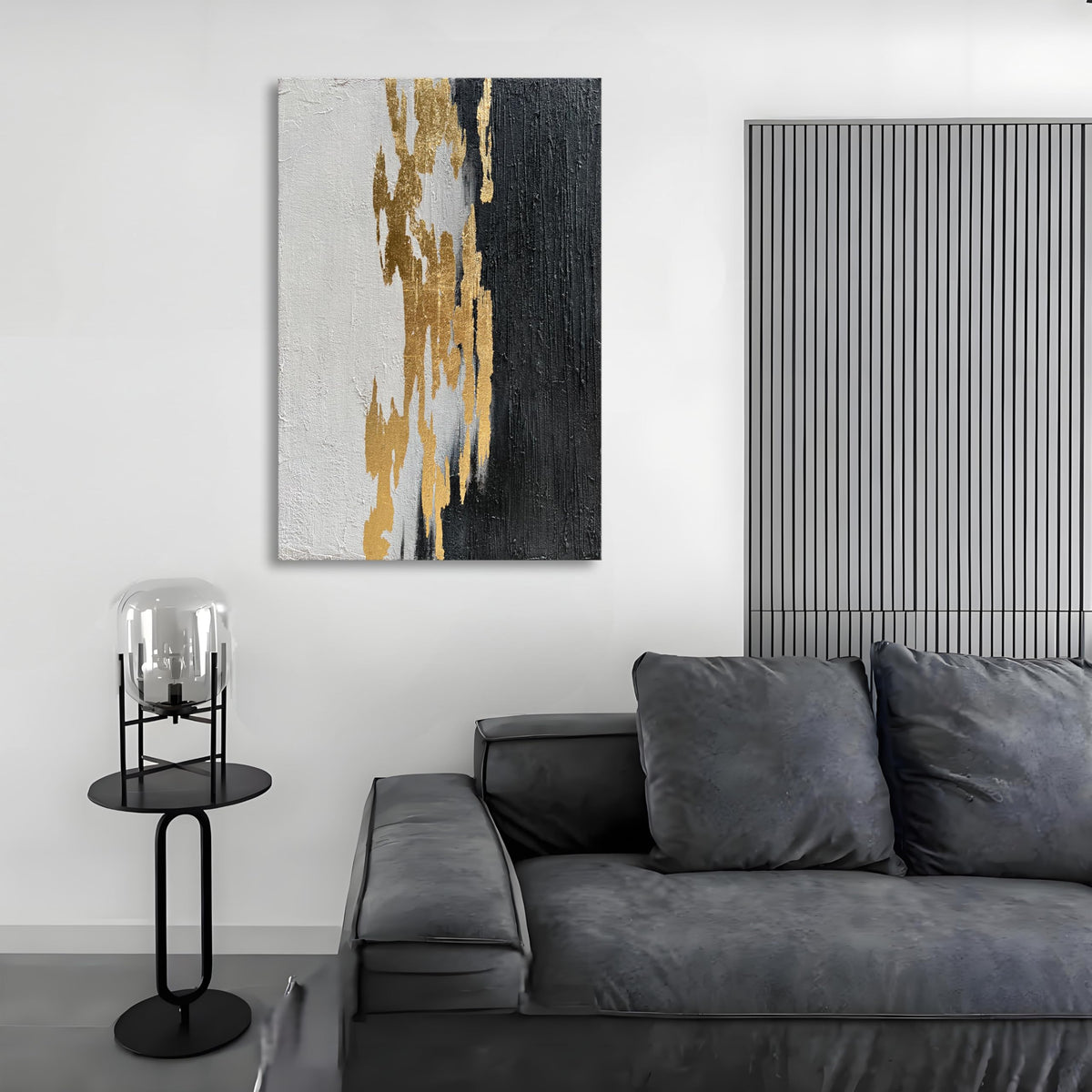 Epicler art Hand-Painted Black and White Texture Abstract Art Modern Minimalist Home Office Wall Decoration Painting 36x24 inches