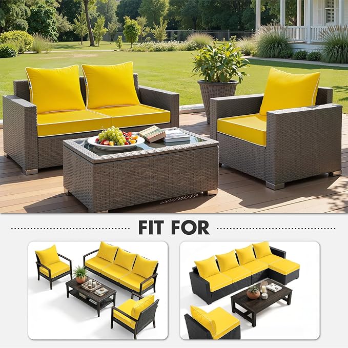 MIULEE Yellow Outdoor Seat Cushion 24x24 Inch Waterproof & 3 Year Fade