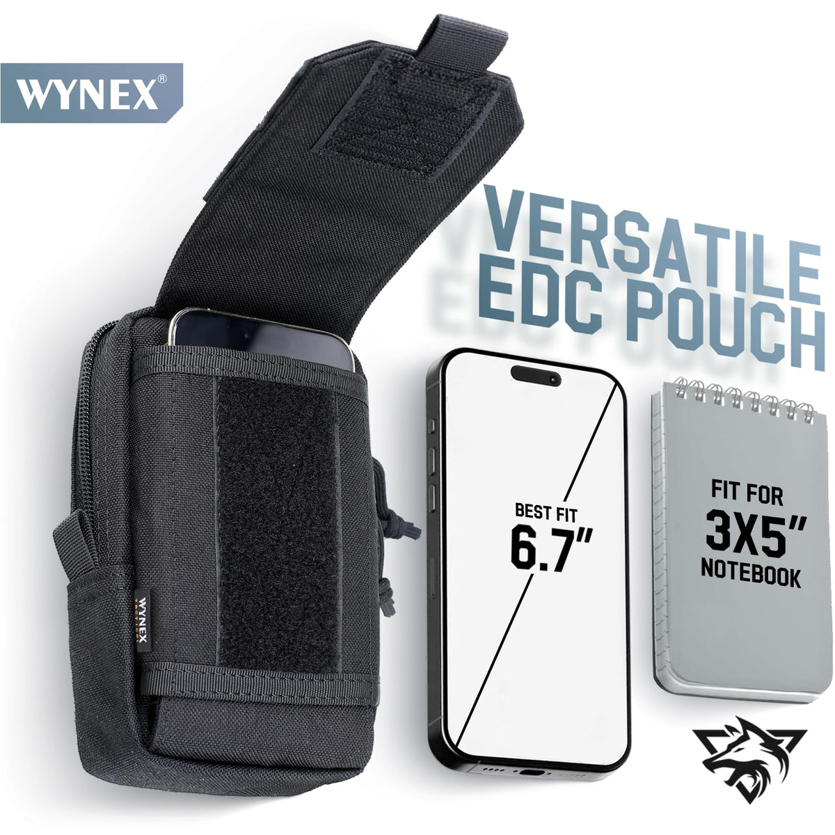 WYNEX Tactical EDC Pouch, Molle Utility Pouches Gadget Organizer Phone Holder Waist Pack Smartphone Pouch Tool Holster Pocket Black