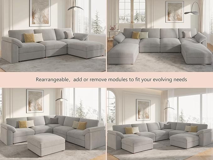 EASE MOOSE Oversized Sectional Modular Sofa, Large U Shape Sectional Couch Wide