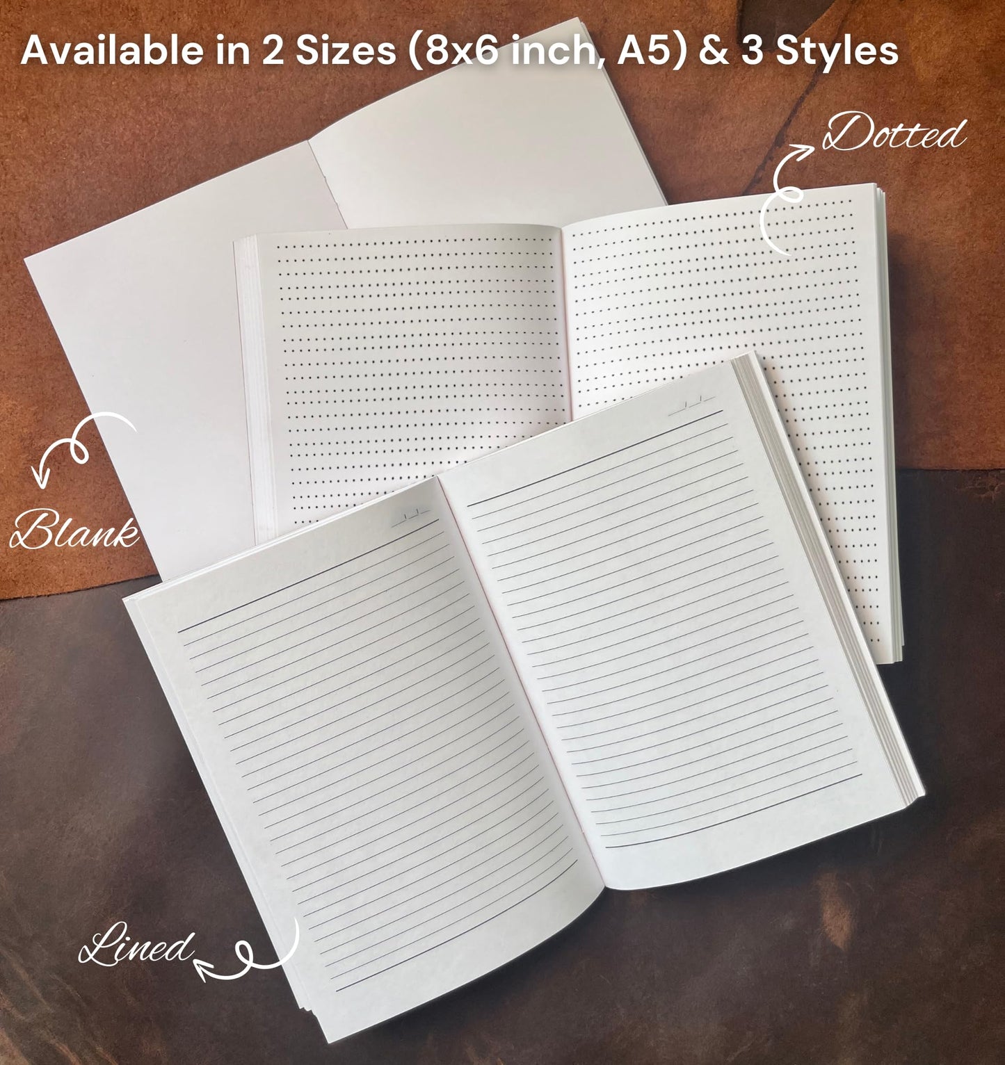 RUSTIC TOWN Traveler Notebook Refills Insert - A5 Blank Refills for Refillable Leather Journals - Organic Handmade Unlined/Unruled Paper
