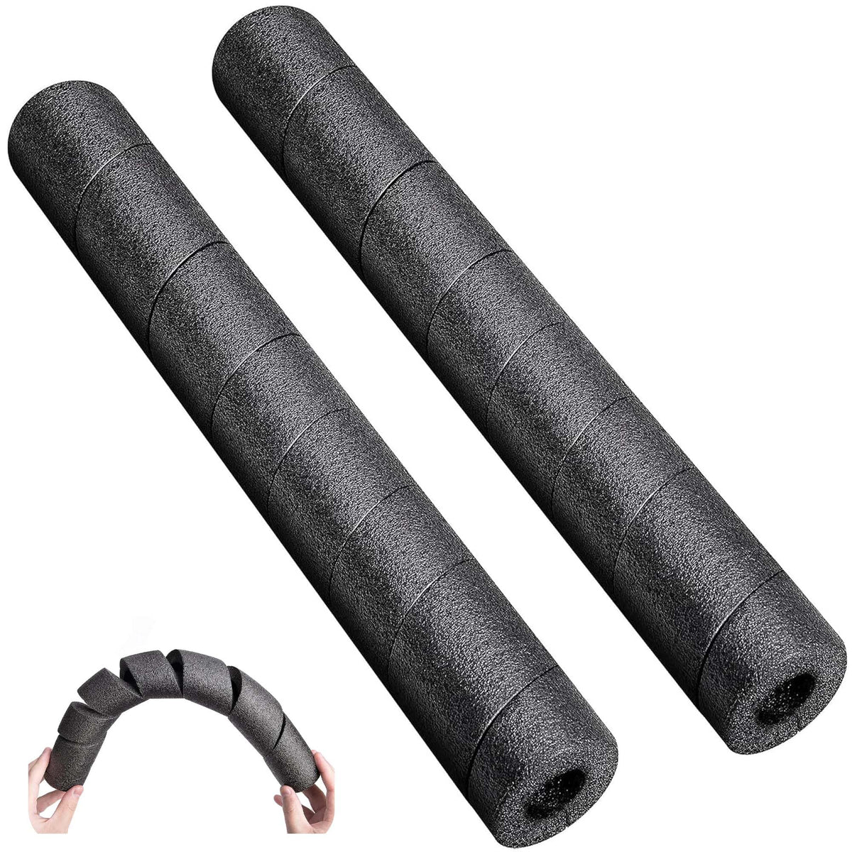 2 Pack Pipe Insulation Foam Tube, 15.7" L x 0.79" Inner Diameter Black Pool Noodles Foam, Multi-Purpose Snake Pipe Wrap Protection for Outdoor Indoor Swimming Pool Handle and Winter Water Pipes