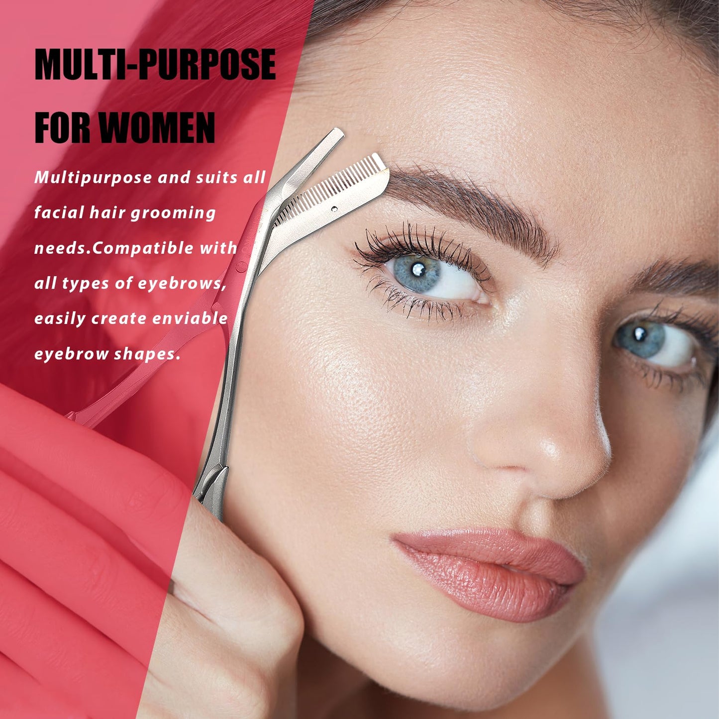 LePinko Eyebrow Trimming Scissors with Combs, Gifts For Men Women Stocking Stuffers, Black
