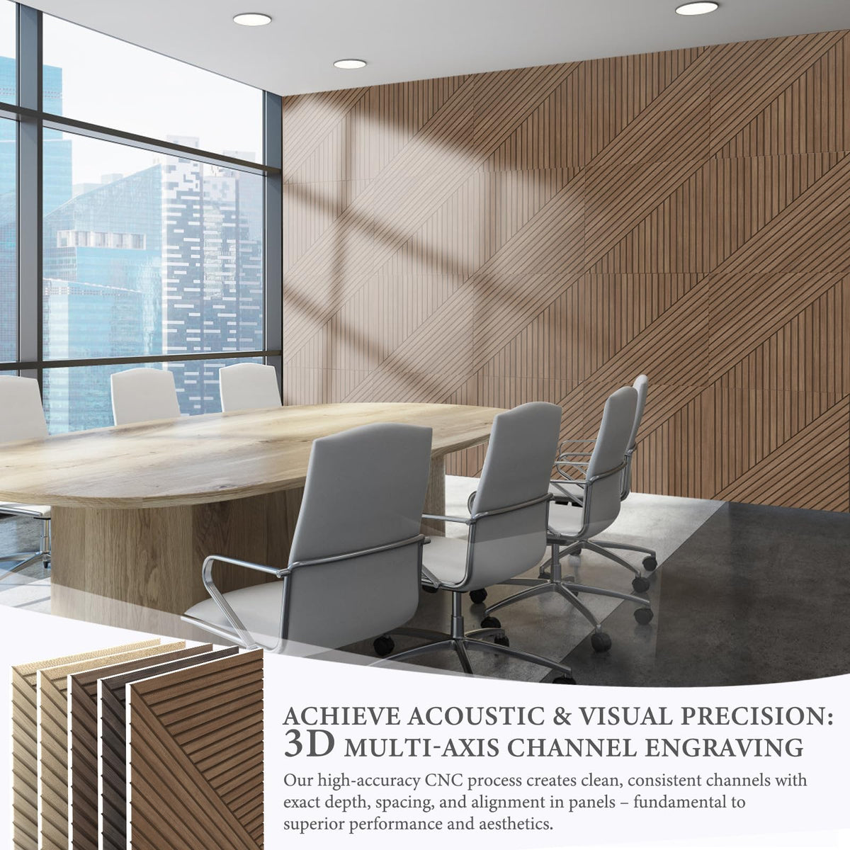 JBER Acoustical Wall Panels - 6 PCS 23.6 X 23.6 Inches Wood-Pattern Printing Sound Absorbing Panels, Large Self-Adhesive Decorative Soundproof Wall Panels for Studio,Home & Living Room(Teak)