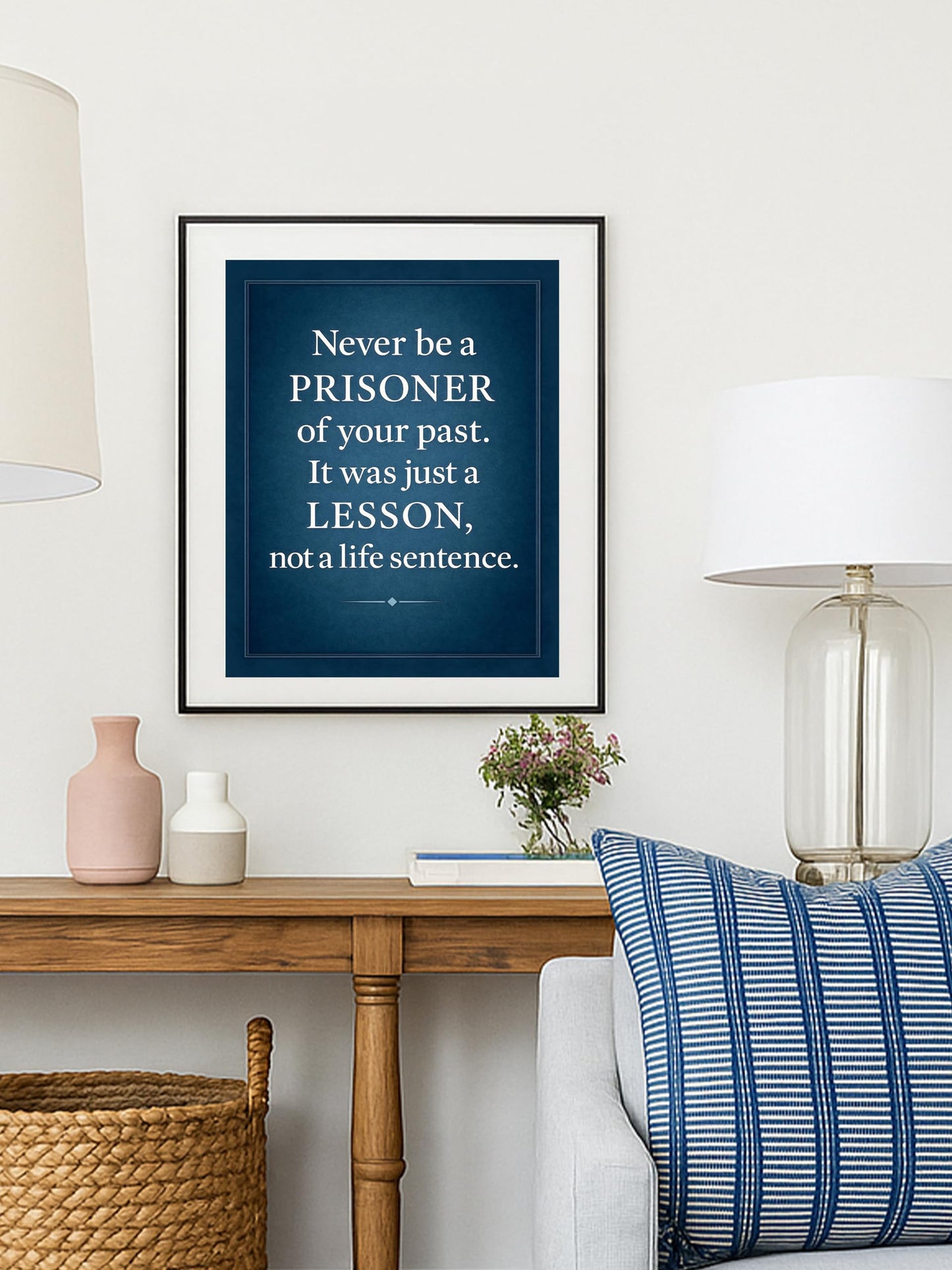 Never Be a Prisoner of Your Past Wall Art – 8x10 Inspirational Quote Print, Motivational Poster for Therapy, Office, or Home Decor – Uplifting Gift for Healing, Mental Health, Recovery & Growth – Unframed