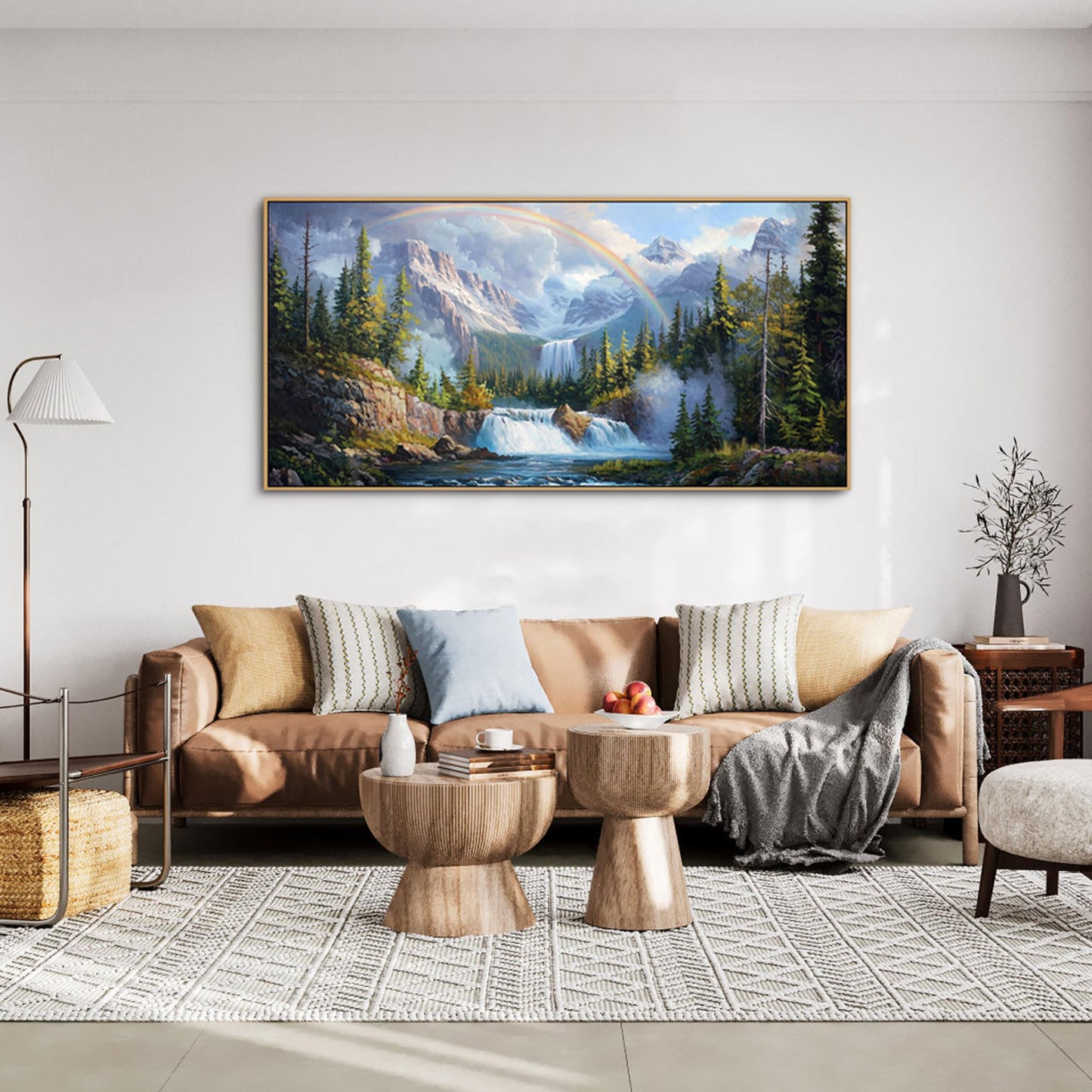 XLSJERST Waterfall Wall Art - Natural Picture Artwork for Walls Lake Landscape Zen Canvas Large Wall Art for Living Room Bedroom Office Home Decor - 48x24 Inches