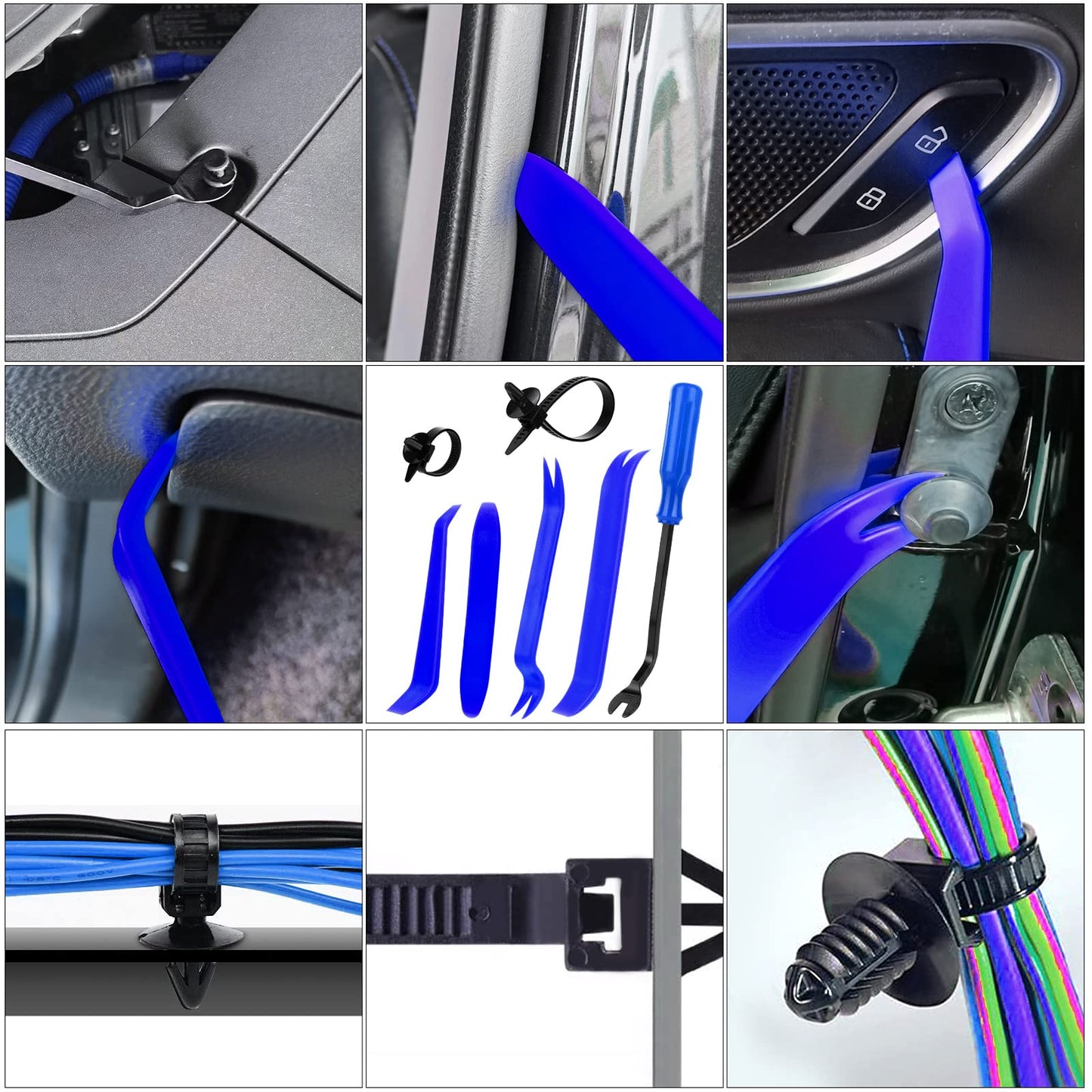 1405Pcs Car Push Retainer Clips Body Clips Plastic Fasteners Kit Fender Rivet Clips 42 Most Popular Sizes Nylon Automotive Push Pin for Toyota GM Ford Honda Acura Chrysler,Blue