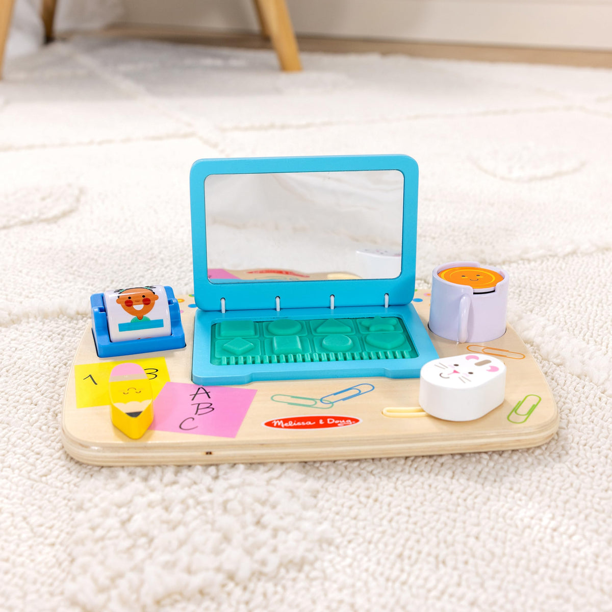 Melissa & Doug Wooden Work & Play Desktop Activity Board Infant and Toddler Sensory Toy - FSC-Certified