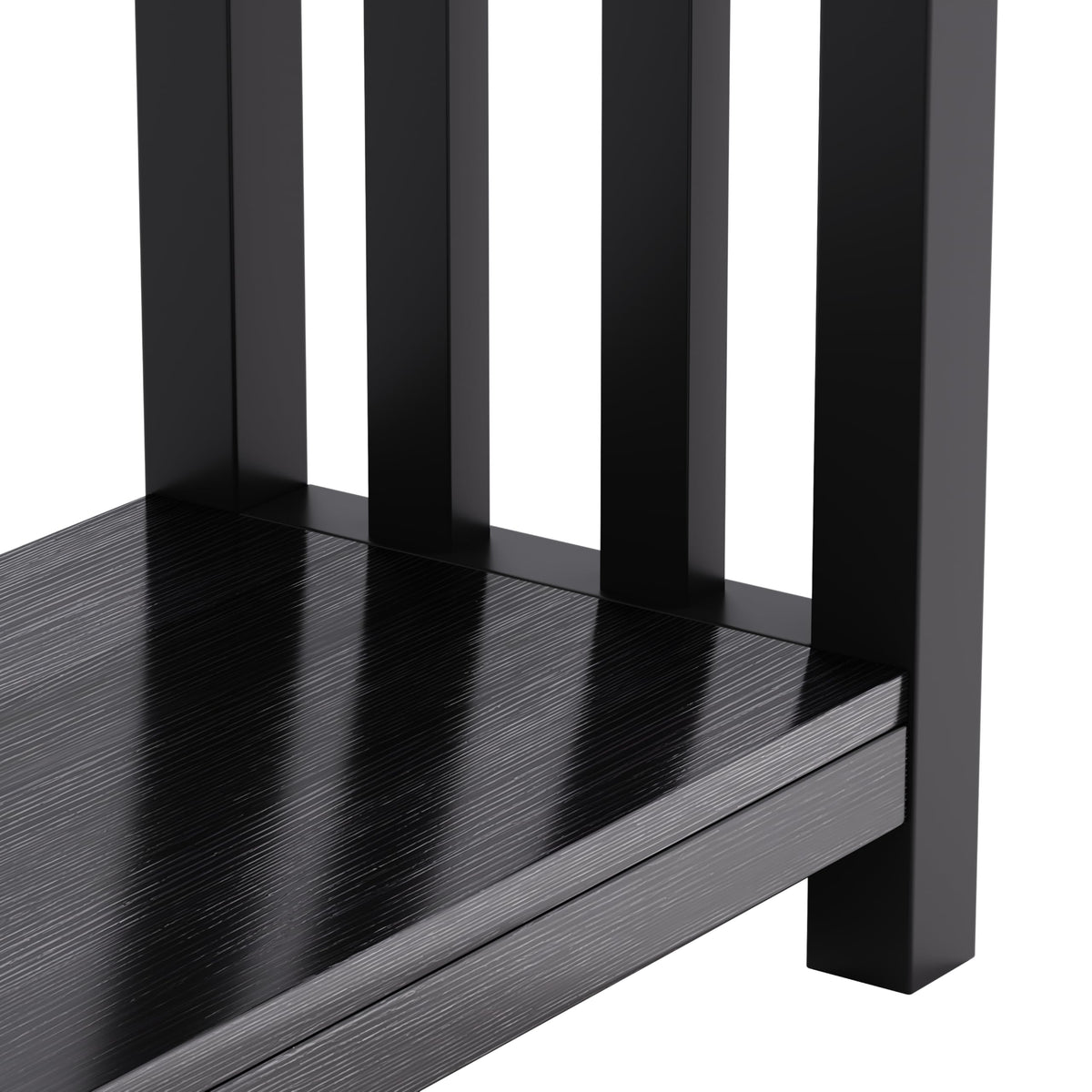 ChooChoo Black End Table for Small Spaces, Narrow Side Table, Night Stand with Storage Shelf for Living Room and Bedroom