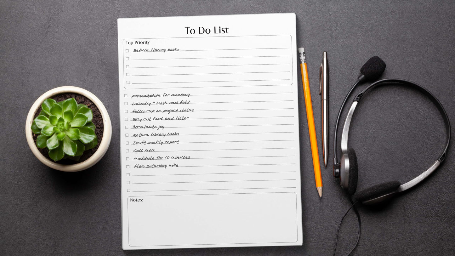 Better Office Products To Do List Notepad, 8.5" x 11", Planning Note Pad, 50 Sheets, Daily Agenda Productivity Checklist Organizer, (4 Pack)