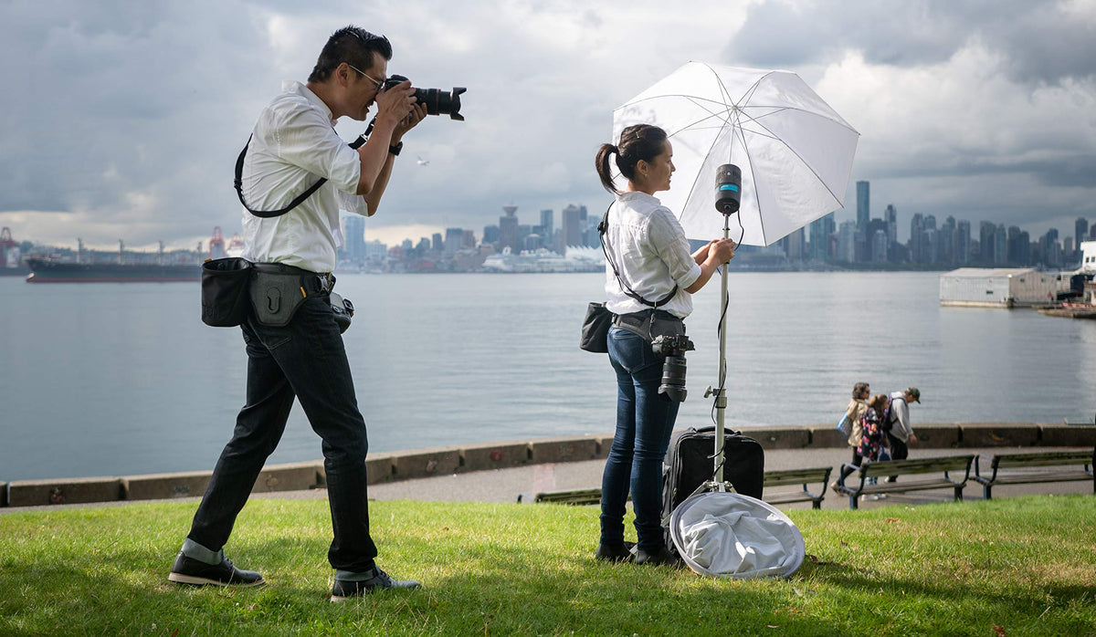 Cotton Carrier Slingbelt with Tether for One Camera. Camera Harness for Hiking and Traveling for Hands-Free Carrying