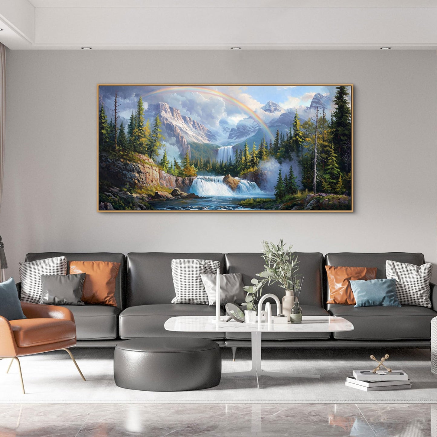 XLSJERST Waterfall Wall Art - Natural Picture Artwork for Walls Lake Landscape Zen Canvas Large Wall Art for Living Room Bedroom Office Home Decor - 48x24 Inches