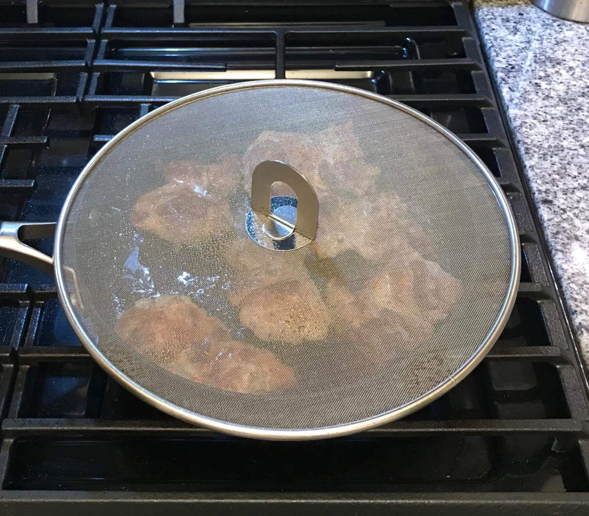 Antallcky 3 Pack Grease Splatter Screen for Frying Pan with Fold Flat Knob-Grease Splatter Guard Shield-No Cooking Oil Mess–No Burns–Ultra Fine Mesh Lids-Rust Free Stainless Steel- 9.8,11.5,13 Inch