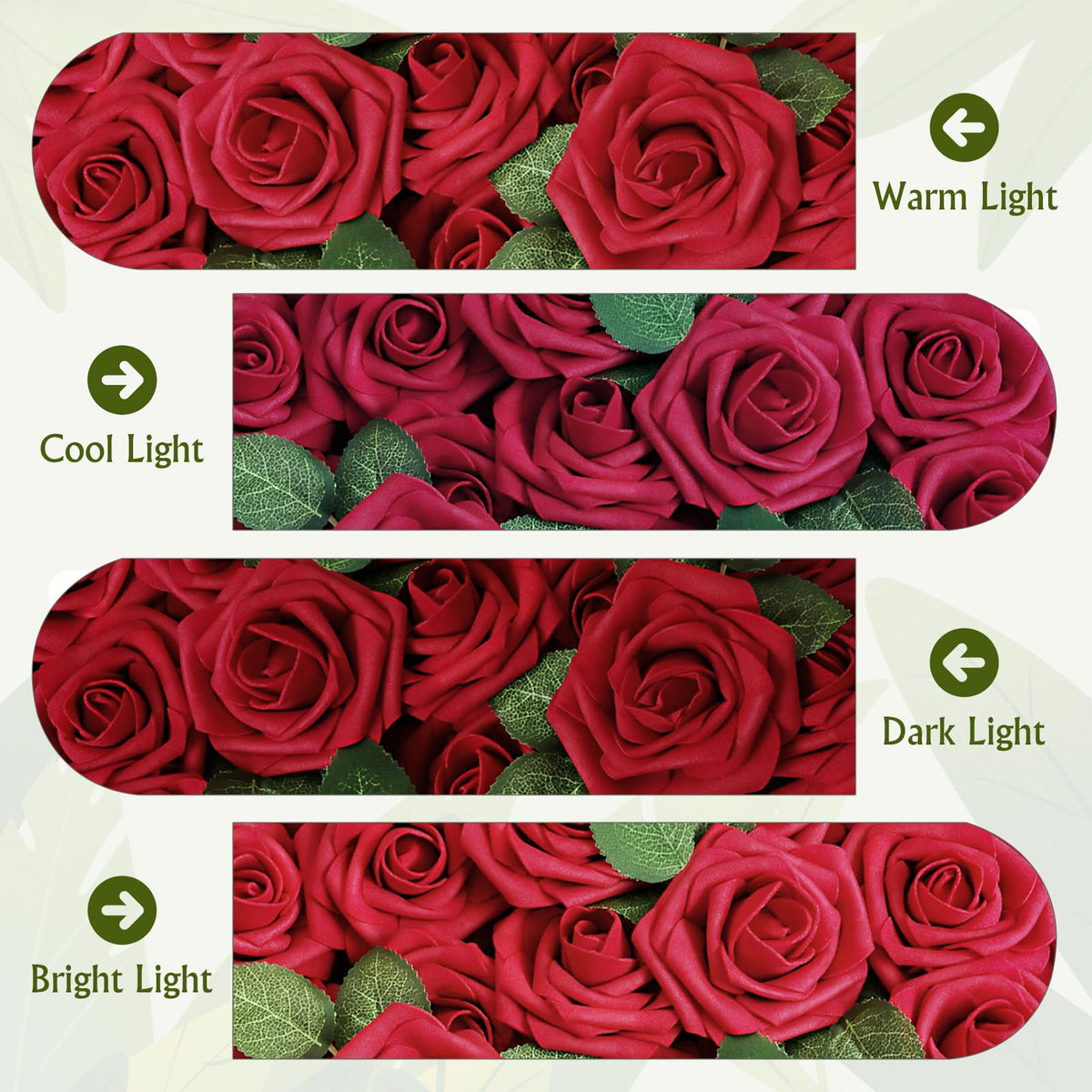 AmyHomie Artificial Flowers Dark Red Rose 50pcs Real Looking Fake Roses w/Stem for DIY Wedding Bouquets Centerpieces Arrangements Party Baby Shower Valentines Day Christmas Tree Decorations