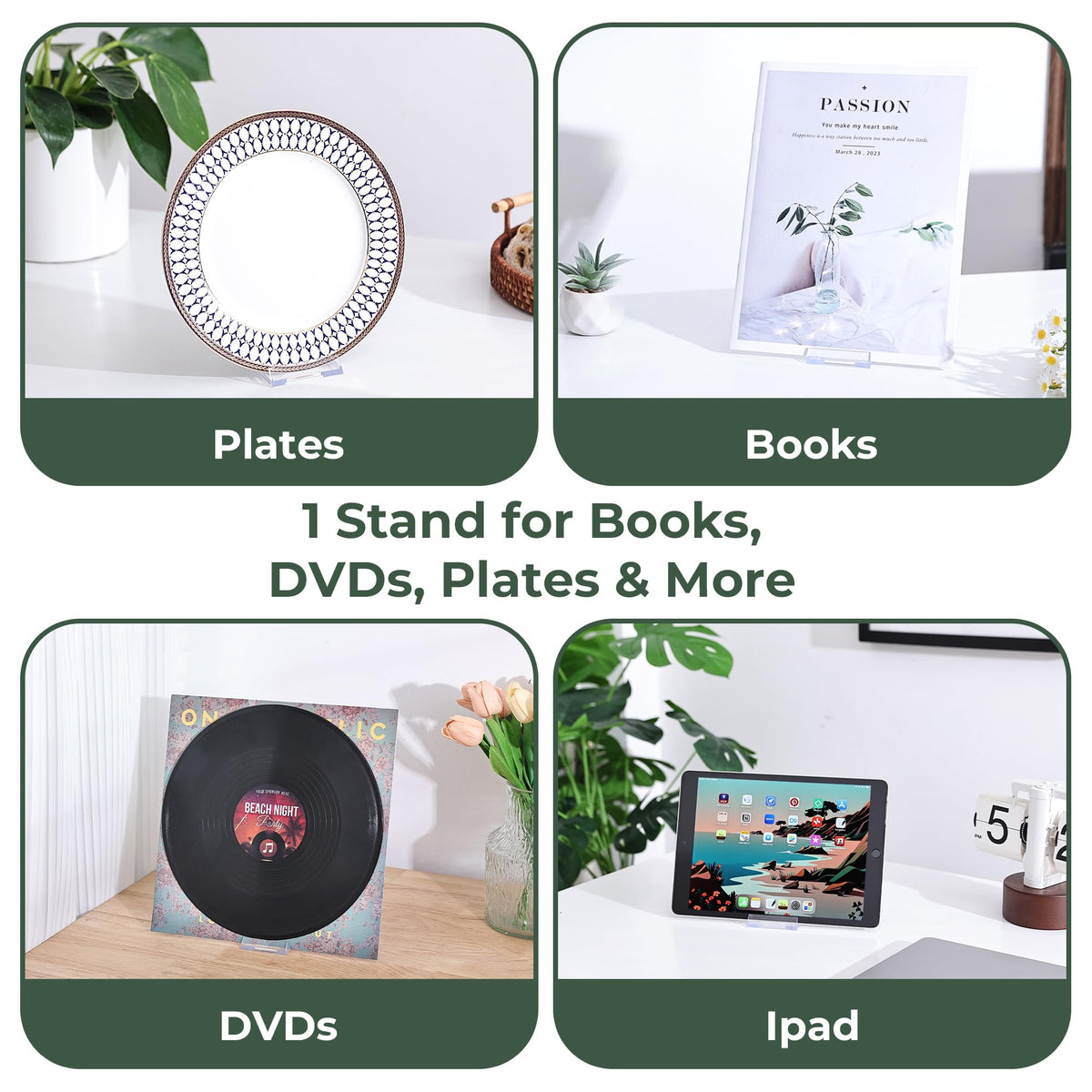 14 Pack Acrylic Book Display Stand - Adjustable Clear Easel Holder Display Collector Stand for Comic Books, CD DVD, Plates, Magazines, Postcard, Artworks, Collectibles & Home Office Decor