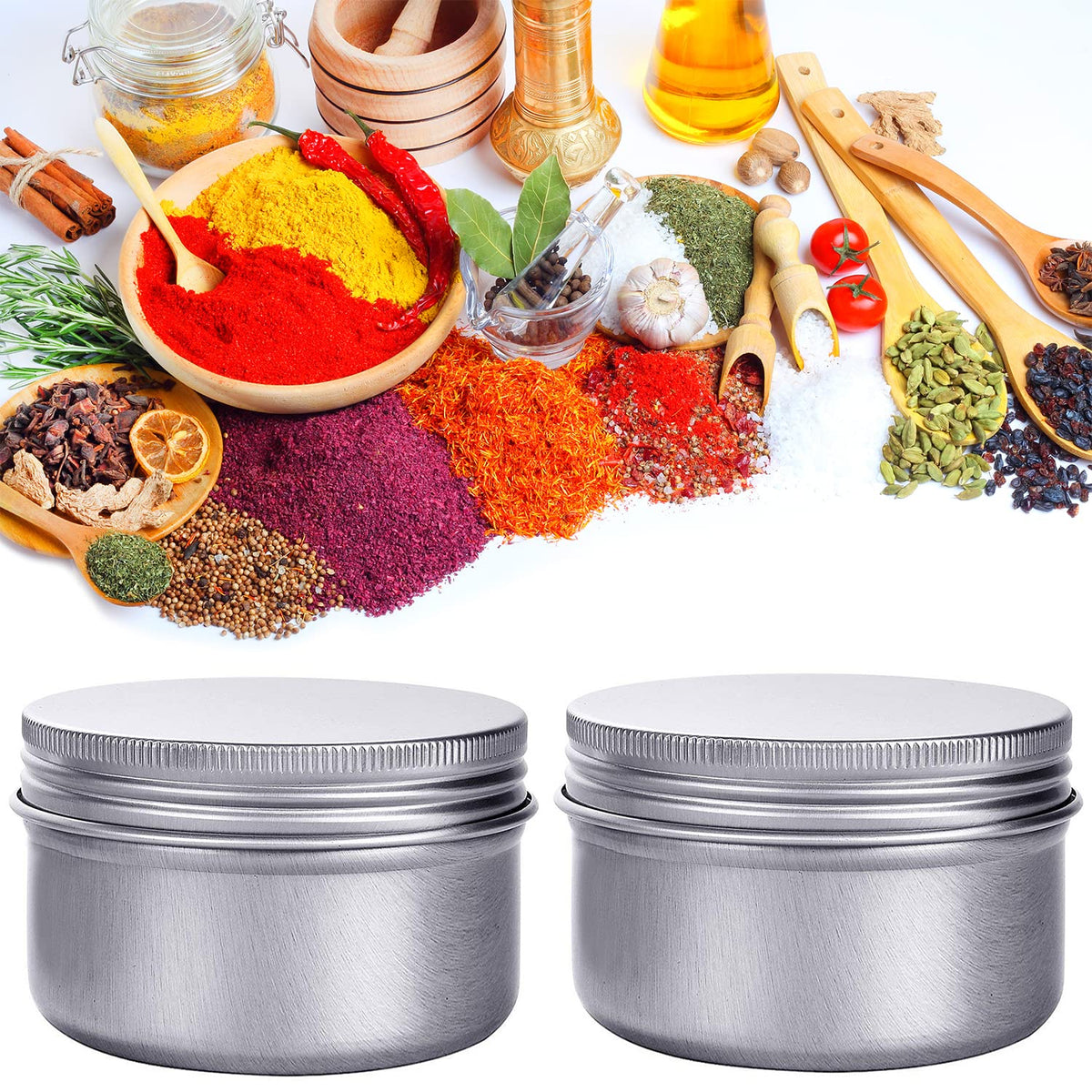 6 Ounce Aluminum Cans 180 mL Screw Lid Metal Storage Tins Containers for Storing Spices, Candies, Lip Balm, Candles, 6 Pcs.
