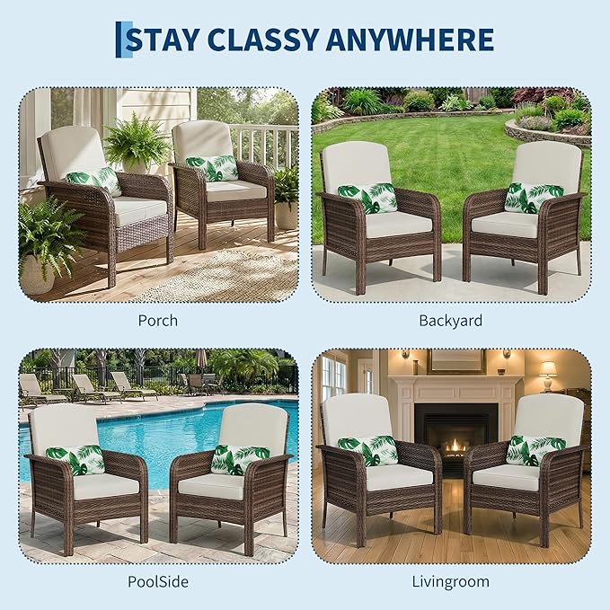 GarveeLife 2-Piece Wicker Chair Set, Comfortable,