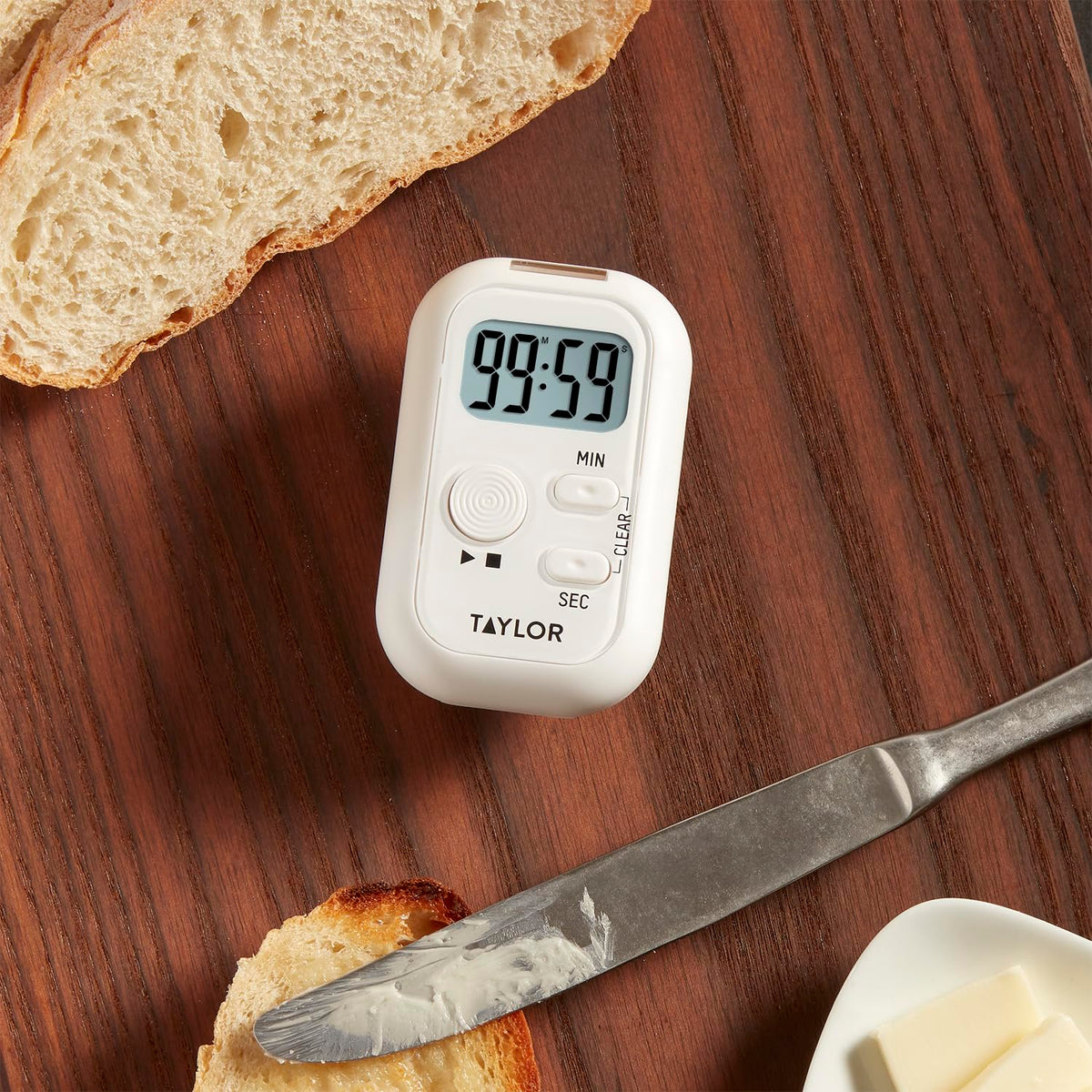 Taylor Multi-Alert (Sound, Light, Vibration) Digital Timer, Standard, White