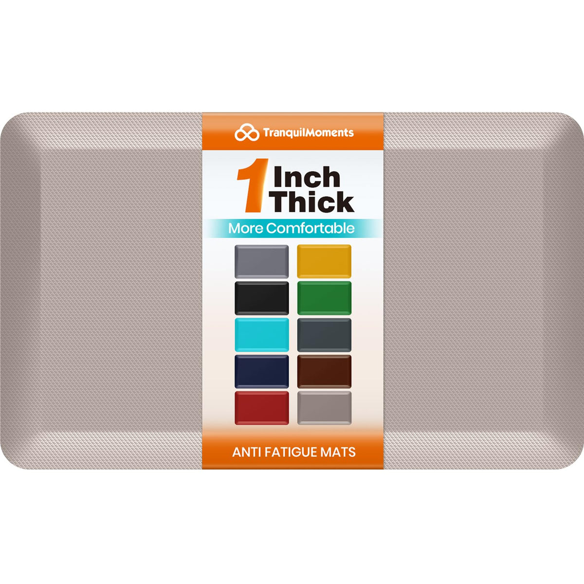 TranquilMoments Kitchen Mats for Floor, 1 Inch Extra-Thick Kitchen Rugs, Non-Slip & Waterproof Standing Desk Mat, Comfort Anti Fatigue Mats for Kitchen Floor, Home, Sink, Office (20" X 32", Khaki)