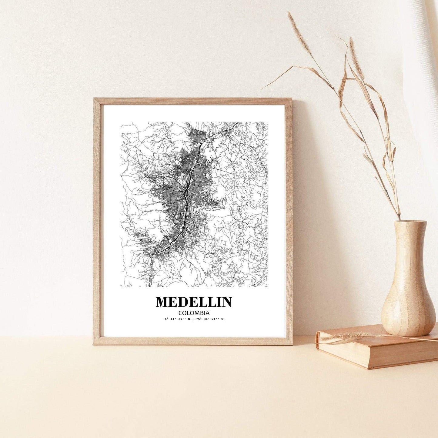 Eleville 8X10 Unframed Medellin Colombia City View Abstract Road Modern Map Art Print Poster Wall Office Home Decor Minimalist Line Art Hometown Housewarming wgn399