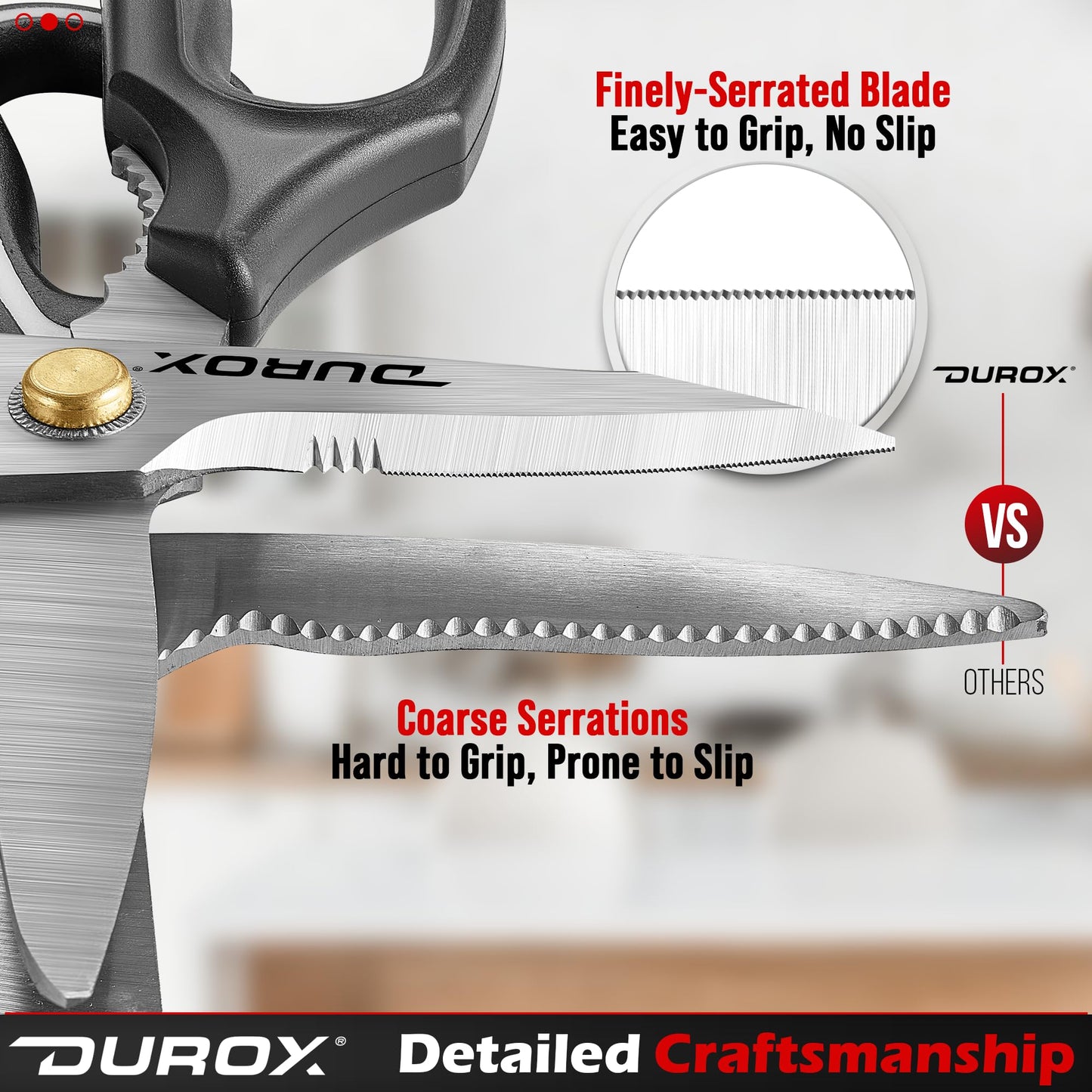 DUROX - Heavy Duty Scissors, Multipurpose Utility Scissors. Built to Cut Leather, Cardboard, Carpet, Plastic and Rope. All Purpose Heavy Duty Kitchen Scissors to Cut Meat, Poultry and Chicken Bones