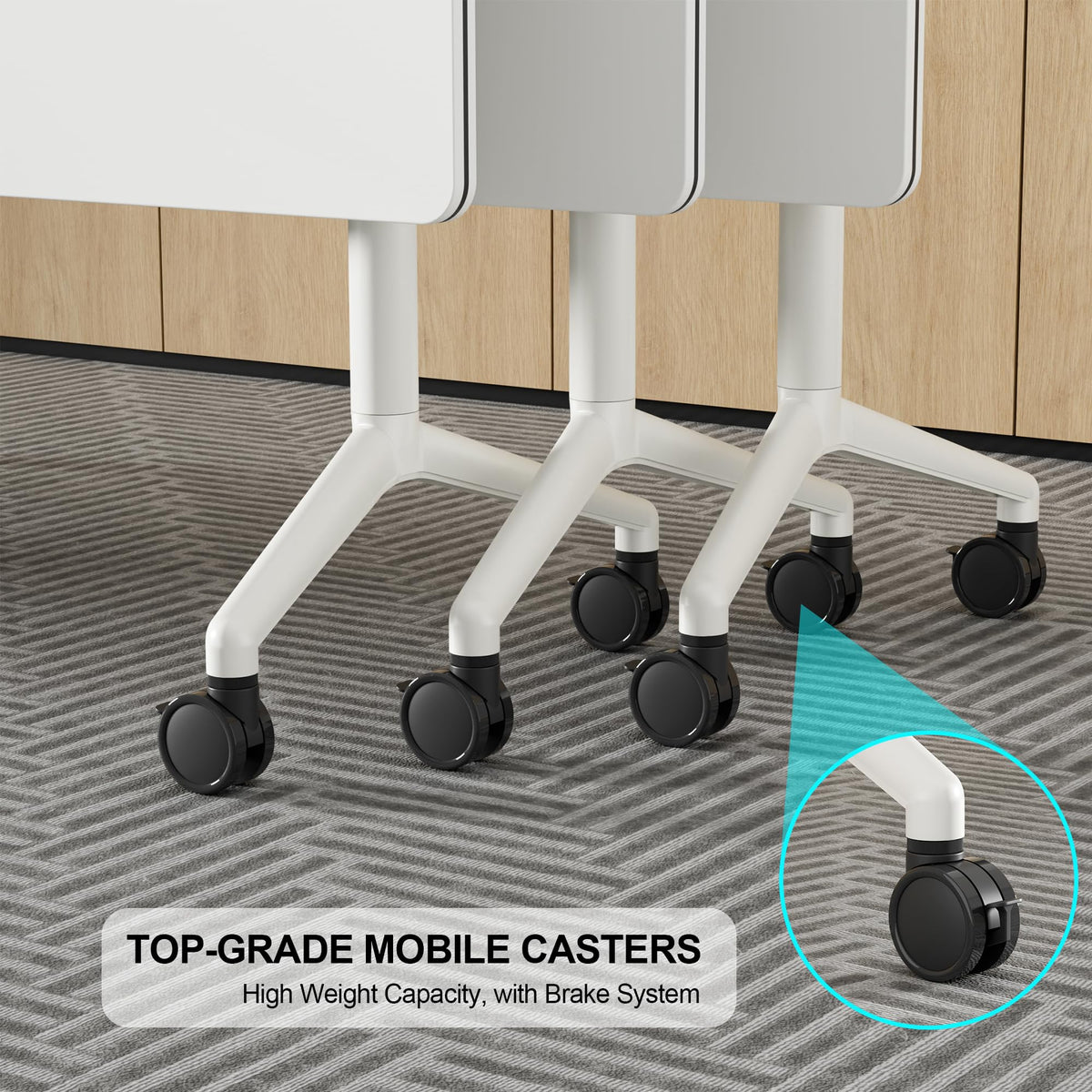 Okeysen Conference Room Table 1 Pack, Modern Folding Training Tables with Flip Top, Mobile Table with Four Locking Wheels, Executive Desk for Meeting Room, Office, Classroom 59.06”x23.62”x29.53”
