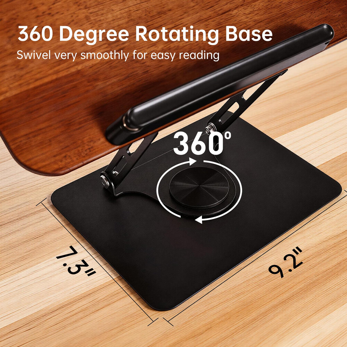 2-in-1 Floor & Desktop Book Stand, Dual-Use Height Adjustable 19"-62.2", Reading Stand Holder with 360° Rotating Base & Page Clips for Music Sheet, Laptop, Podium, Cookbook, Projector, 100% Solid Wood