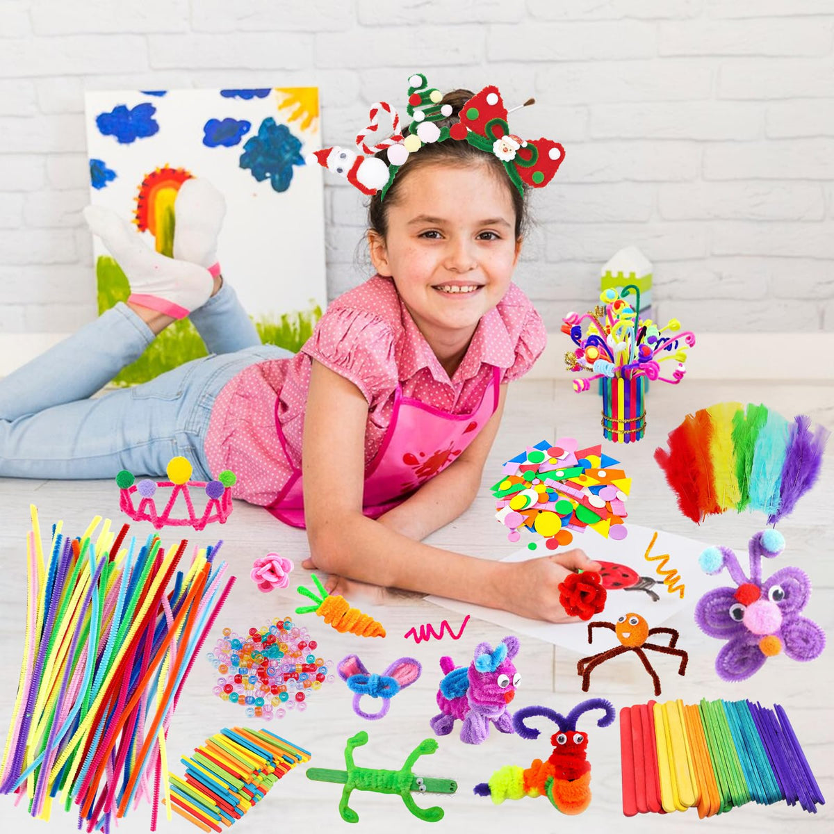Itopstar Arts and Crafts Supplies Kit Craft Set for Kids-Art Supplies Kids Art Supplies for Preschool, Homeschool and Kindergarten DIY Crafting Projects