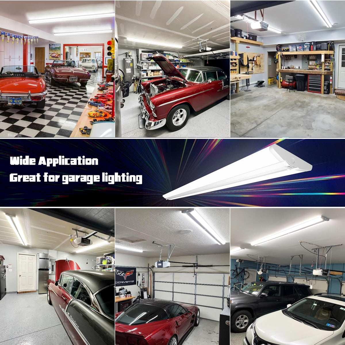 ANTLUX 8FT LED Shop Light, Ultra Slim LED Wraparounds 110W [6-lamp T8 Fluorescent Equiv.], 12500LM, 5000K, Commercial 8 Foot Strip Light, Flush Mount Garage Office Warehouse Ceiling Lighting, 6 Pack