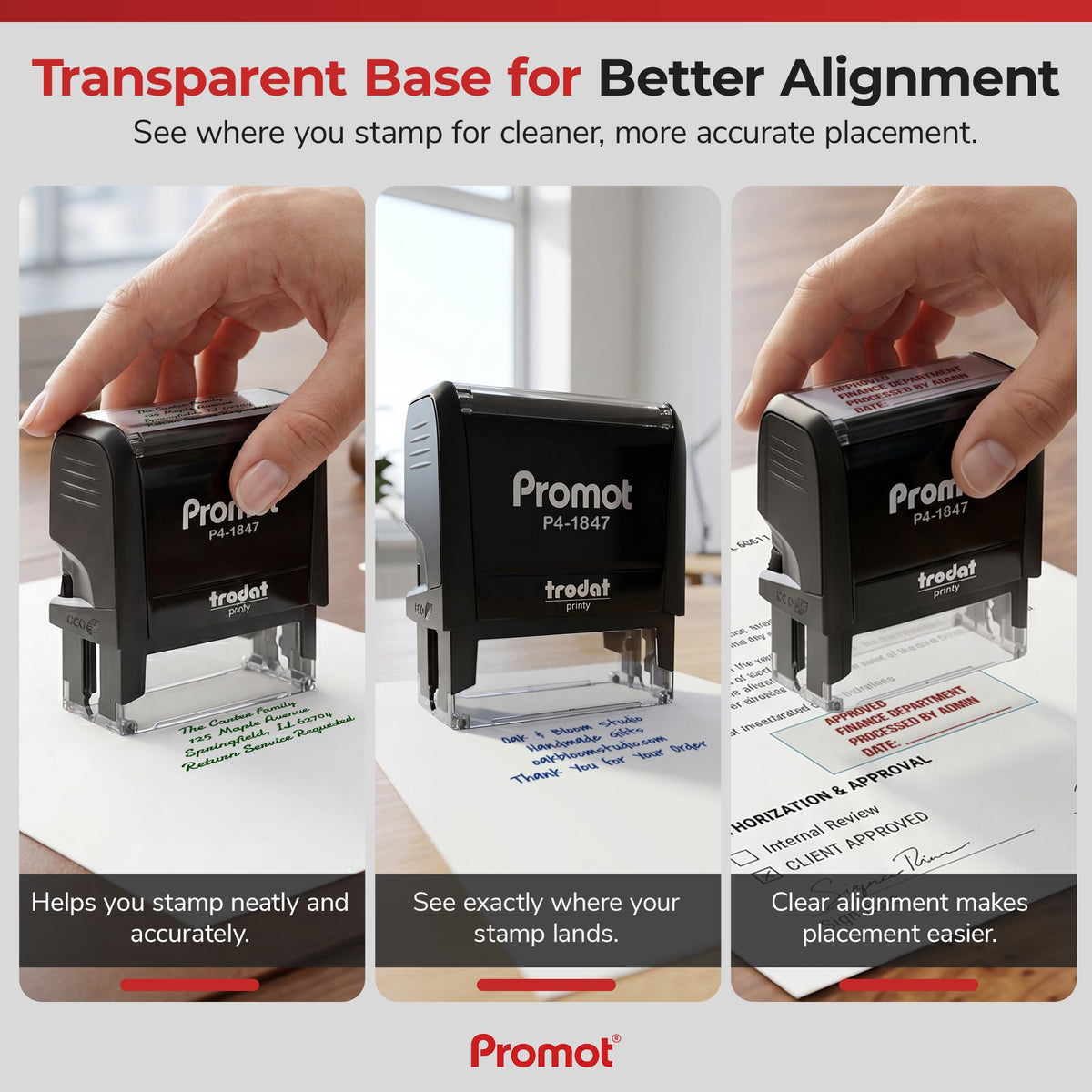 Promot Self Inking Custom Stamp - Up to 4 Lines of Personalized Text, Customized Address Stamp with Easy to Change Ink Cartridge (Medium)