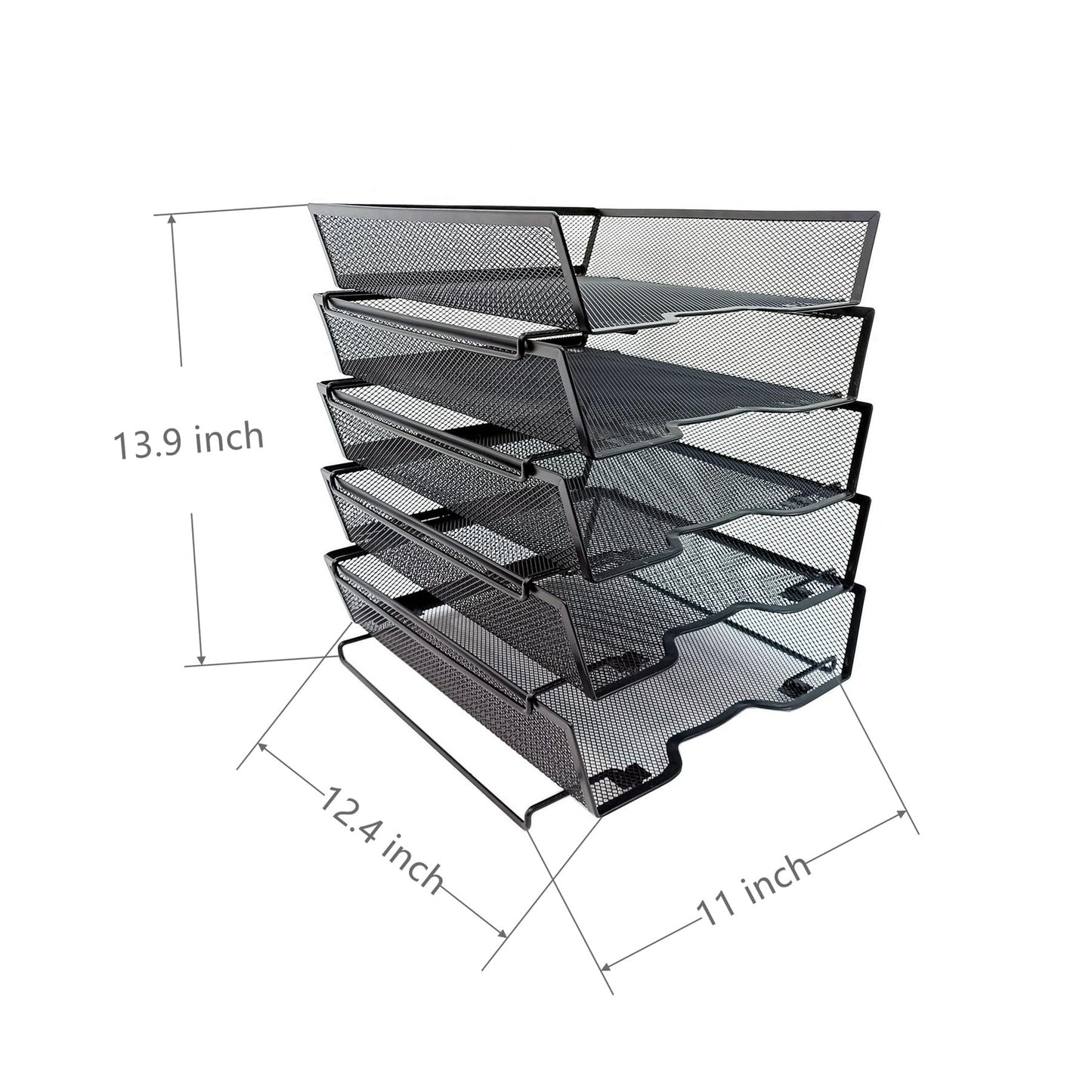 SREGGSIY 5 Tier Letter Tray Desk File Organizer,Metal Paper Organizer for Office Supplies,Black