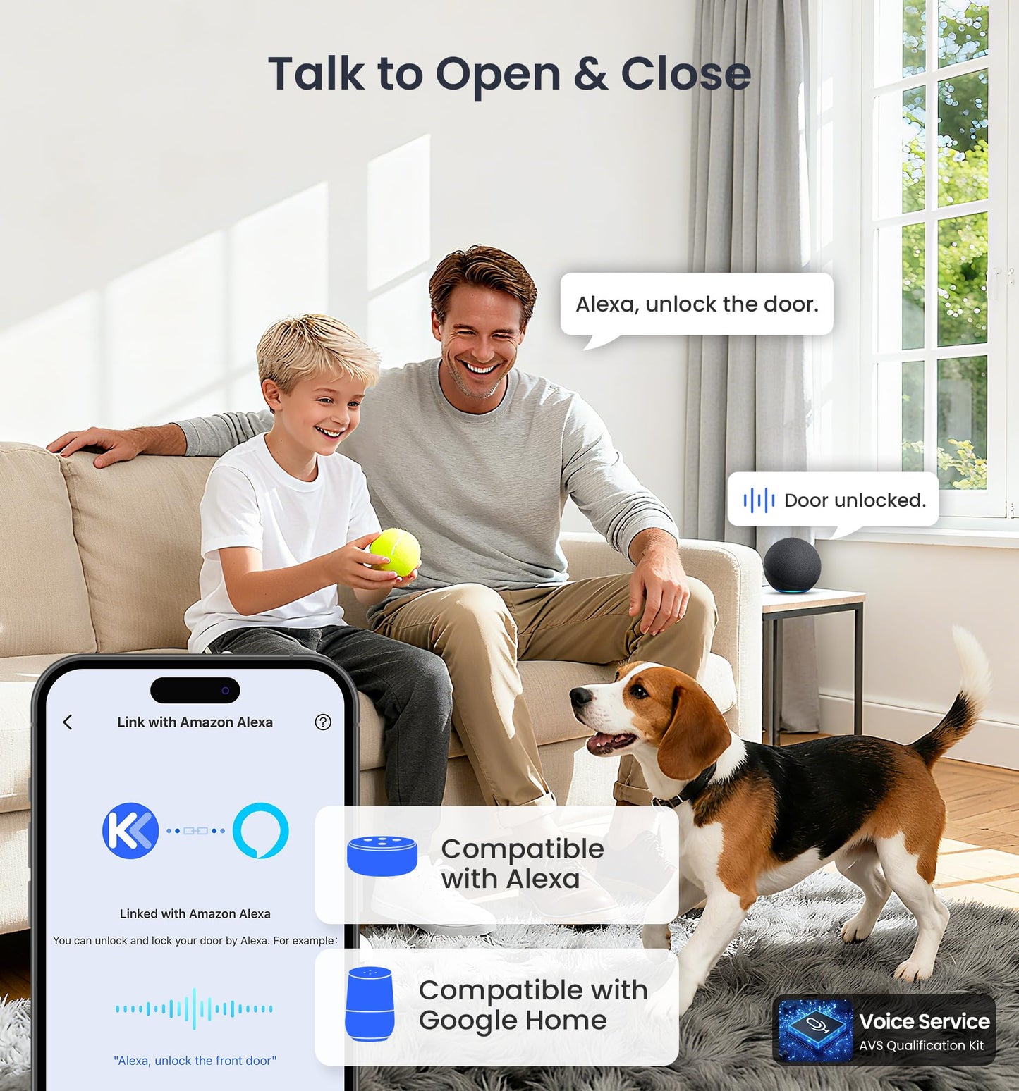 Veise VE027-K Built-in WiFi Smart Lock with 2 Knob, Fingerprint Keyless Entry Door Lock Handle Set for Front Door, App Remote Control, Electronic Digital Keypad Deadbolt, IP65 Waterproof, Matte Black