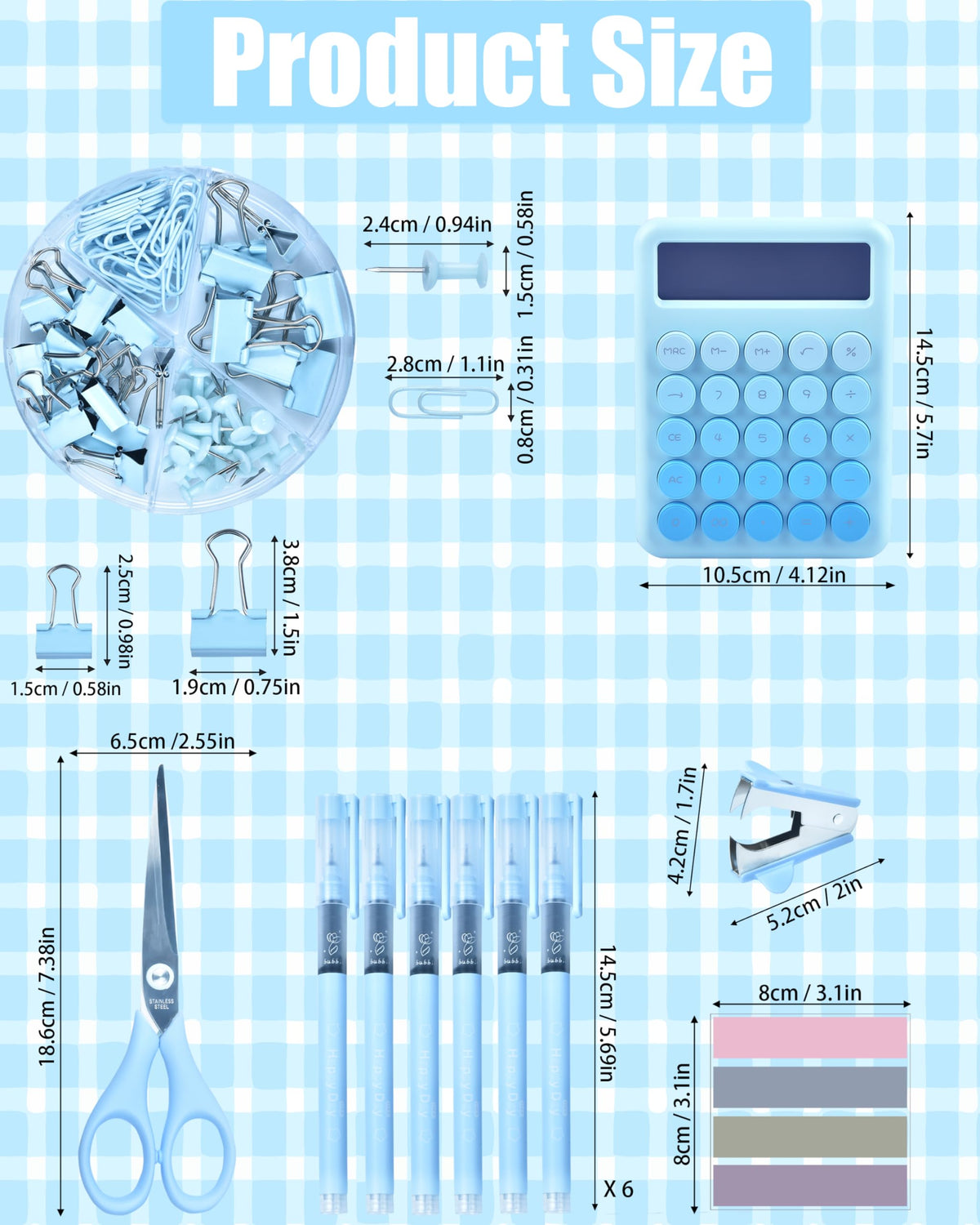LXEVIHK 20Pcs Blue Desk Organizers and Accessories With Mesh Desk Organizer and 360°Rotating Pen Holder and a Lot of Office Blue Office Supplies Beautifully Presented in a Gift Box