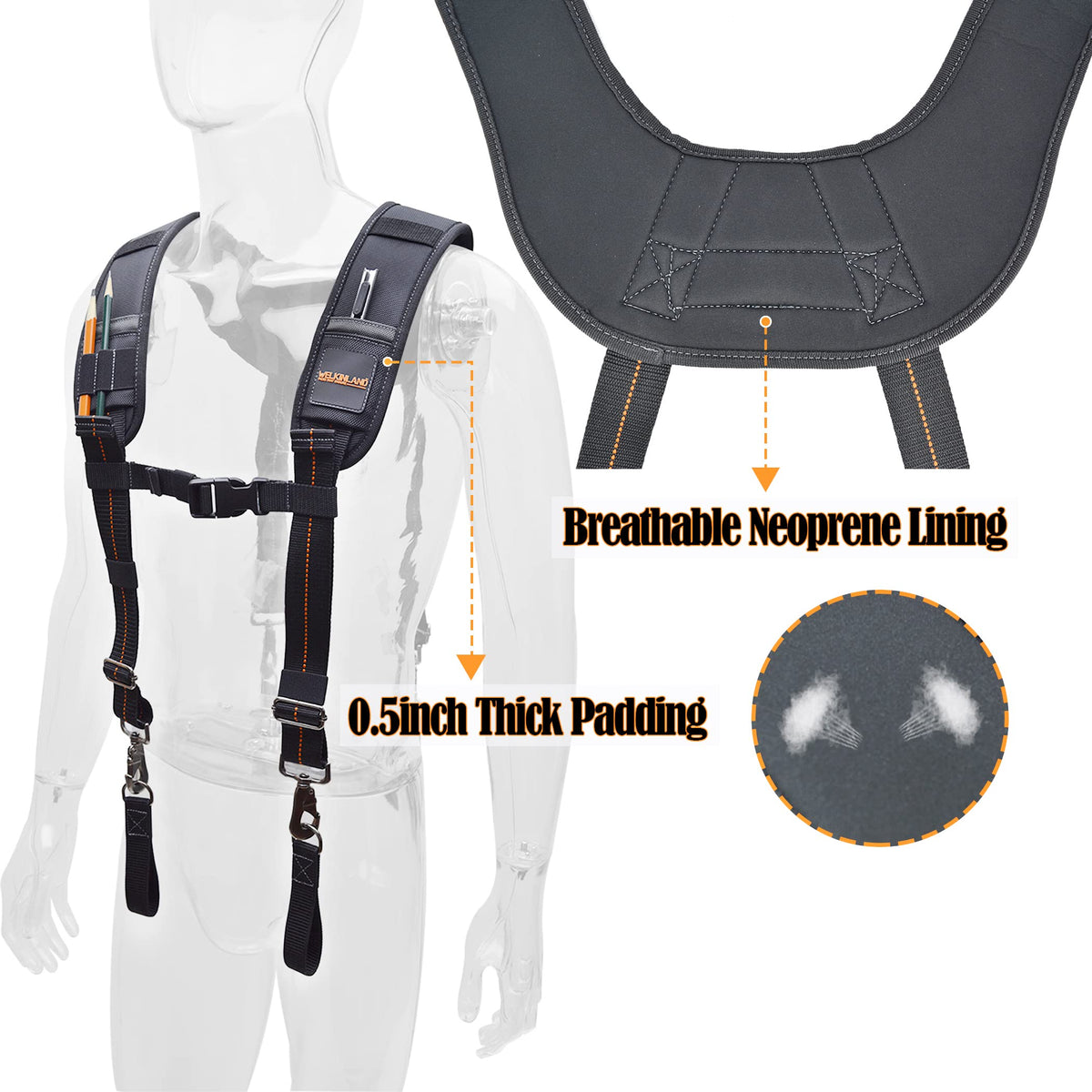 WELKINLAND Tool belt suspenders for men, Nail bag suspenders, Tool bag construction suspenders carpenter