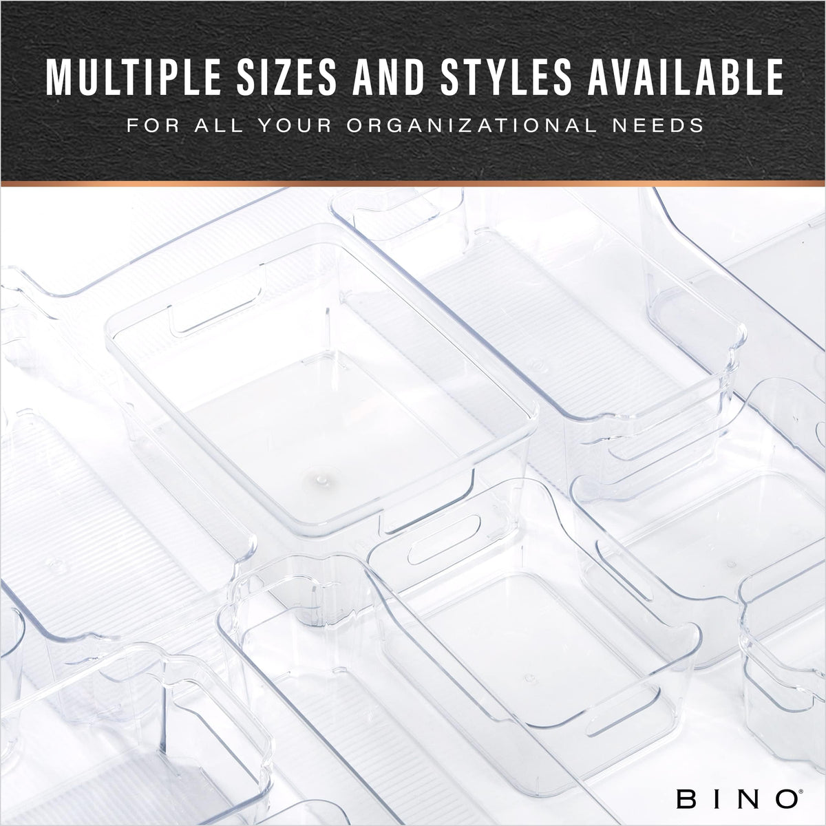 BINO | Plastic Organizer Bins, Small - 4 Pack | The SOHO Collection | Multi-Use Plastic Bin | Pantry & Freezer Organizer Bin | Storage Containers | Bins for Home & Kitchen Org