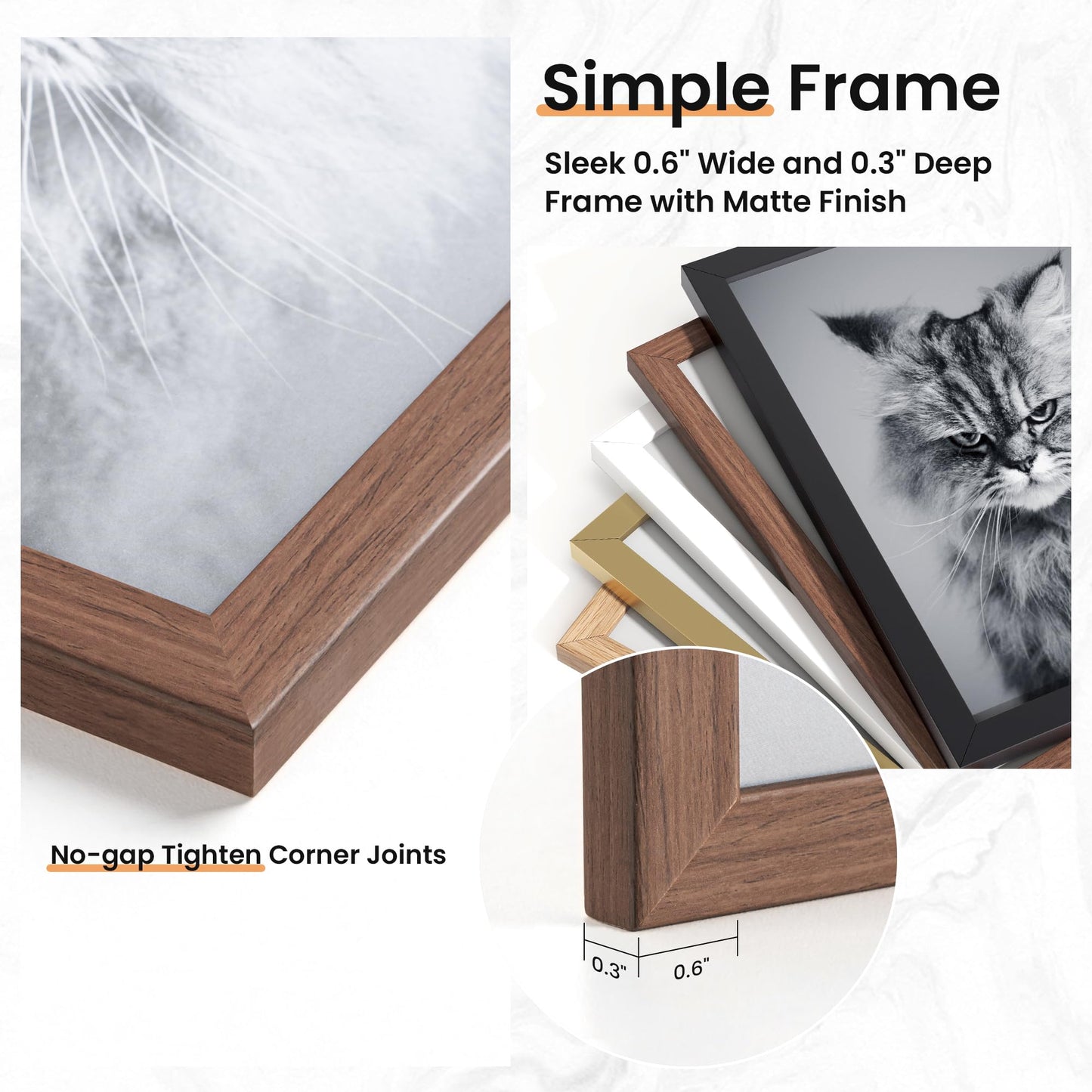Venusmiles 15 Pack Picture Frames Collage Wall Decor, Gallery Frame Set for Wall Mounting or Tabletop Display, Multi Sizes Including 3pcs 8x10, 6pcs 5x7, 6pcs 4x6, Walnut