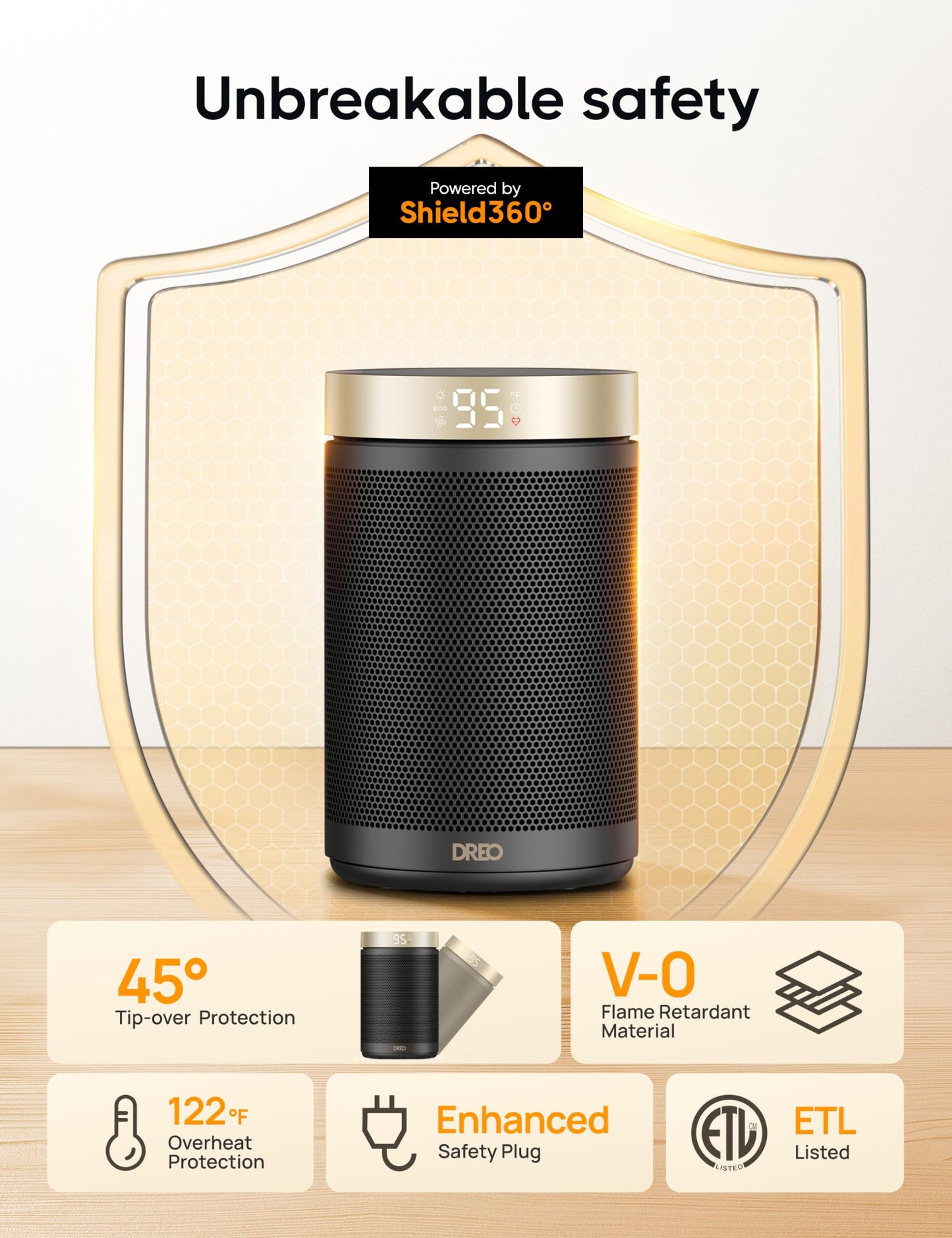DREO Space Heater, Portable Electric Heaters for Indoor Use with Thermostat and Remote, 2024 Upgraded, Digital Display, 12H Timer, 5 Mode, 1500W PTC Ceramic Fast Safety Heat for Office Bedroom Home