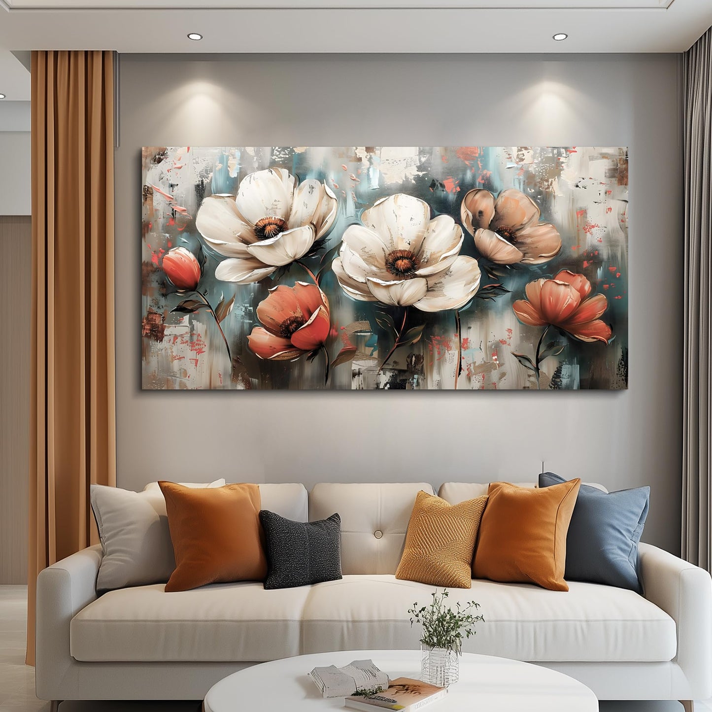 FUHAIHUA Canvas Decor For Living Room Large Wall Art For Office Bedroom Decorations Flowers Landscape Paintings Boho Pictures Artwork Aesthetic Posters Ready To Hang Home Decor 30x60 In