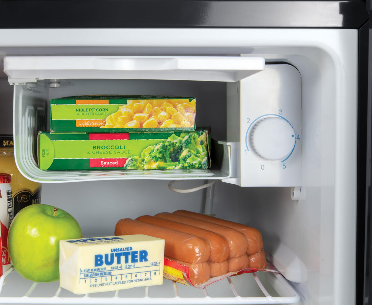 Igloo 1.6 Cu.Ft Mini Fridge with Freezer - Single Door Compact Refrigerator with Glass Shelves for Homes, Dorms & Offices - Keep Drinks & Frozen Foods Cool with Temperature Control Fridge - Platinum