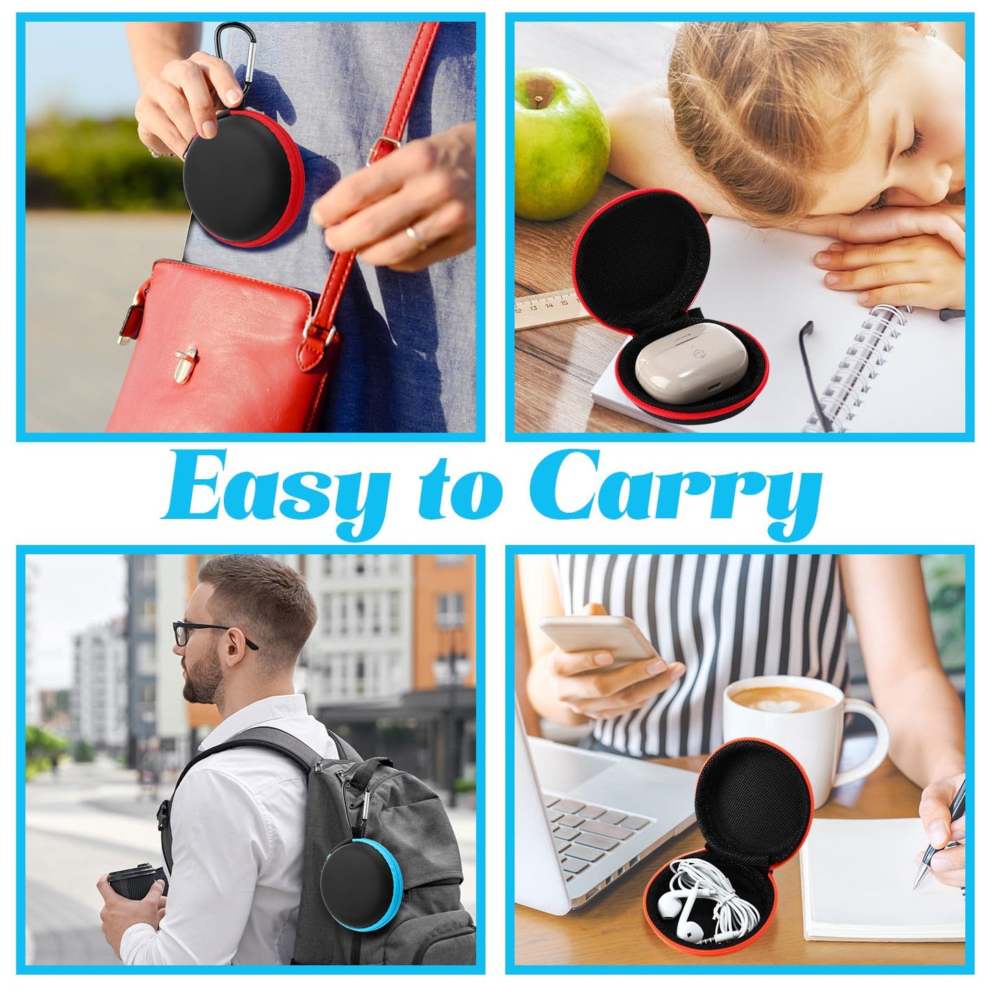 Abbylike 30 Pack Headphone Case Earphone Earbud Headset Carrying Case Holder Hard EVA Headset Travel Pouch Square Storage Bag Cell Phone Accessories Organizer with Hook for Memory Card Chip