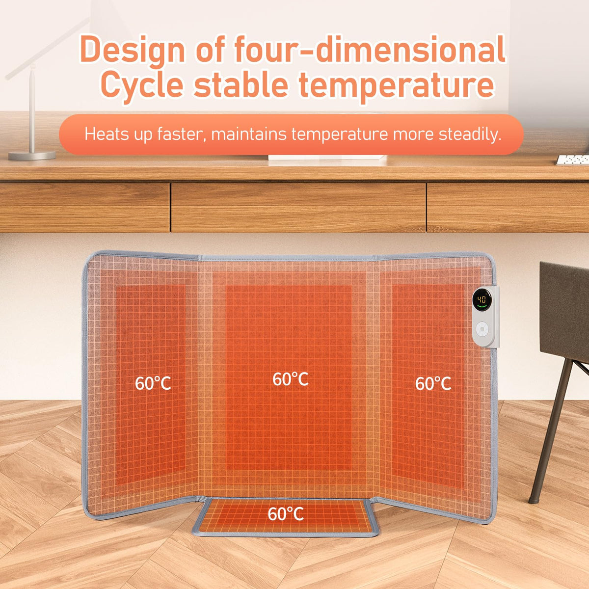 Wasrch Under Desk Warmer Portable Space Heater, Leg Warmer Foot Warmer for Office & Home, Whisper Heat Foldable Energy Efficient With Thermostat Timer Auto Shut Off
