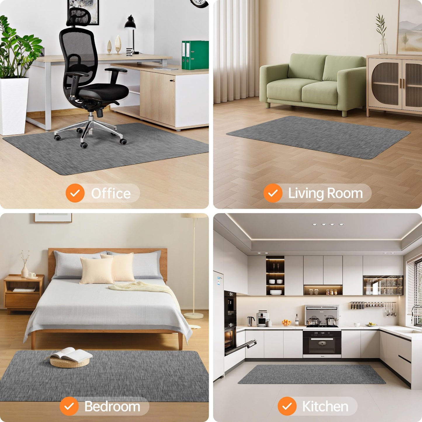 Homek Office Chair Mat for Hardwood & Tile Floor, 30"x48" Computer Chair Mat, Non-Curve Anti Slip Hard Floor Protector for Rolling Chair, PVC Mat Desk Rug for Home Office