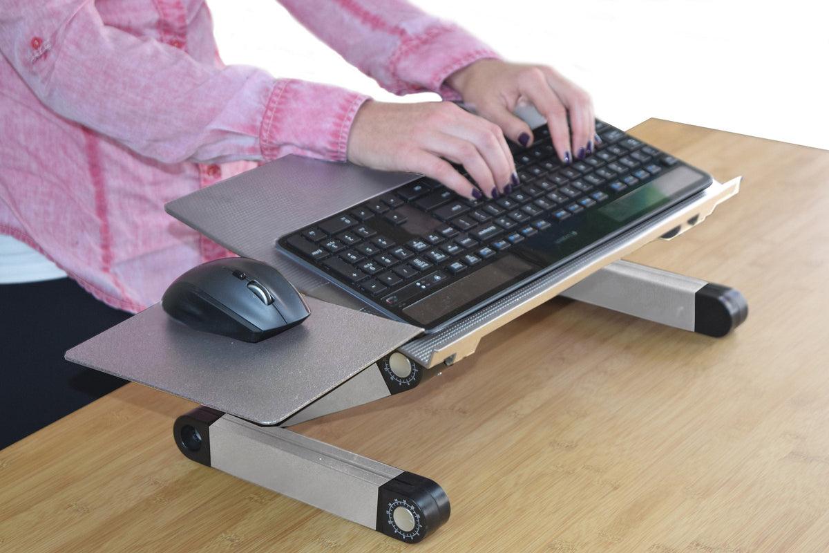 Uncaged Ergonomics Adjustable Keyboard Tray, Silver, Keyboard Tray, Ergonomic, Wrist Support, Portable, Universal, Aluminum