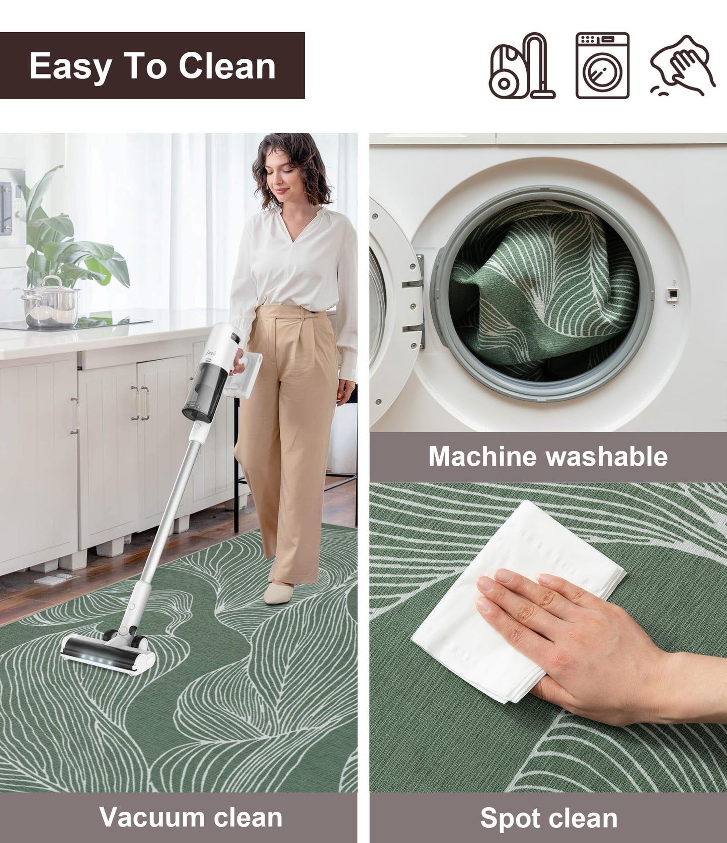 chakme Office Chair Mat for Hardwood Floor, 48"x36" Easy Glide Computer Desk Mat Protector for Rolling Chair Under Desk Rug Nonslip Backing, Machine Wash, (Leaf)