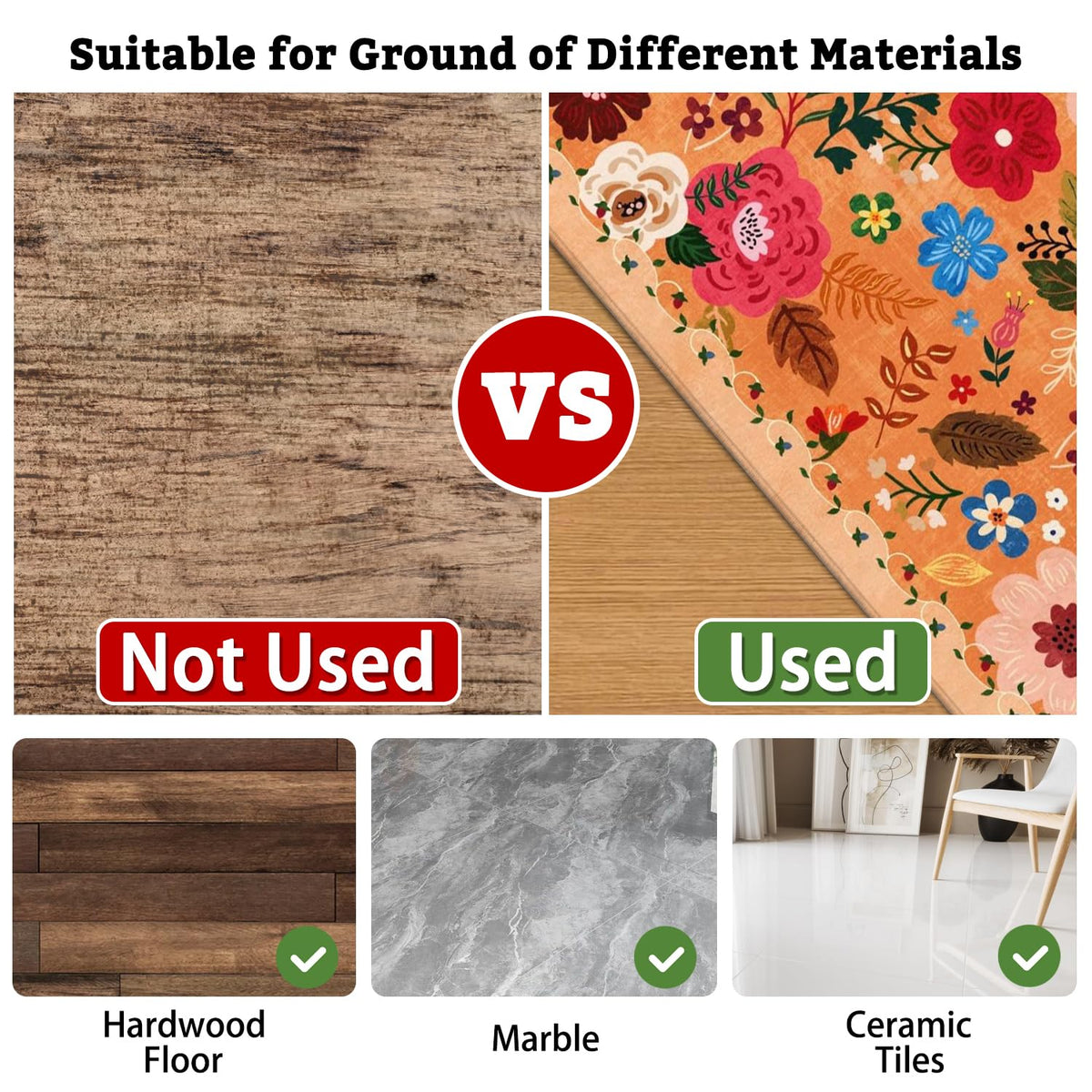 Office Chair Mat for Hardwood & Tile Floor,Boho Floral 36"x48" Computer Chair Mat for Rolling Chairs Carpet,Under Desk Non Slip Gaming Rug,Low-Pile Rubber Backing Large Protector Mat(Orange)