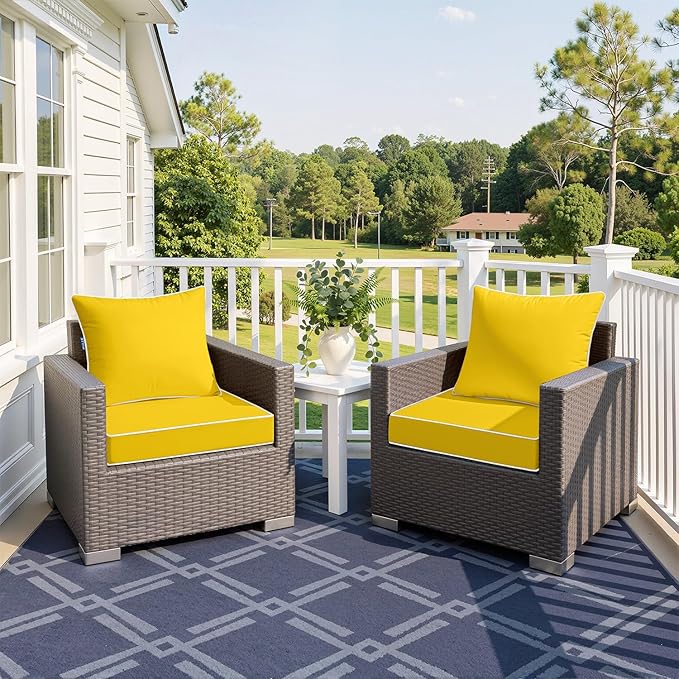 MIULEE Yellow Outdoor Seat Cushion 24x24 Inch Waterproof & 3 Year Fade