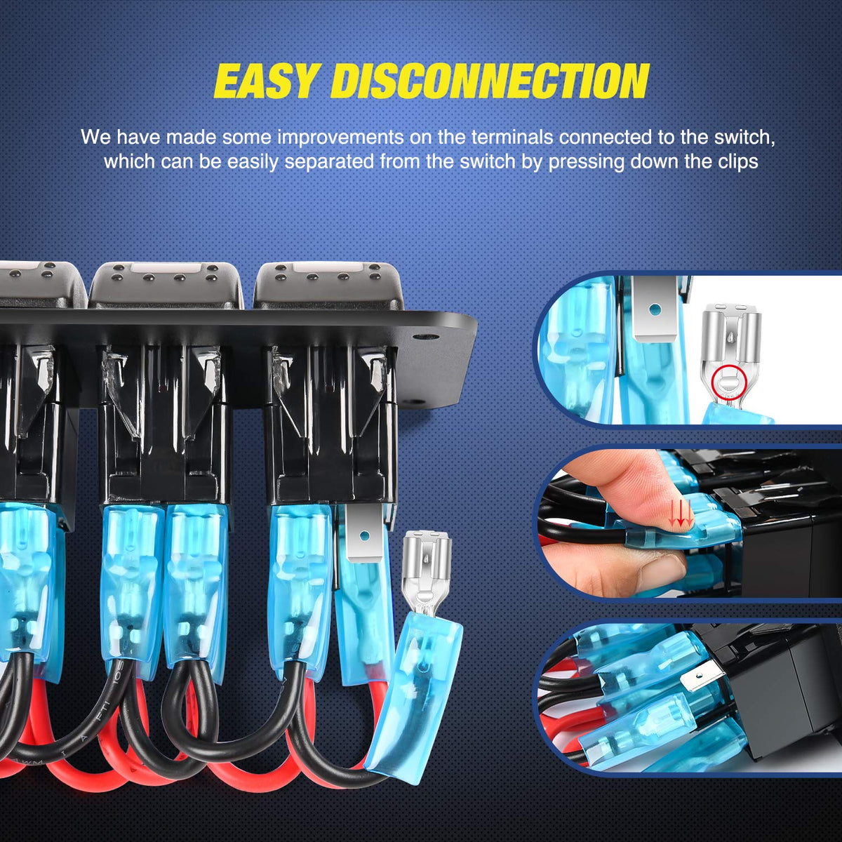 Nilight 4 Gang Rocker Switch Panel with 4.8 Amp Dual USB Charger Voltmeter Waterproof 12V 24V DC Night Glow Stickers for Car Trucks Boats RVs