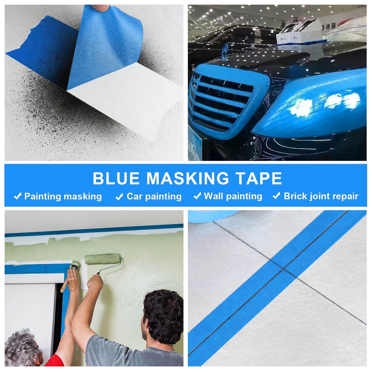 BOMEI PACK 10 Rolls Painters Tape 2 inch Wide, Painter's Tape Blue Masking Tape 2 inch x 55 Yards for Walls Painting, Home Improvement and School Projects, Total 550 Yards