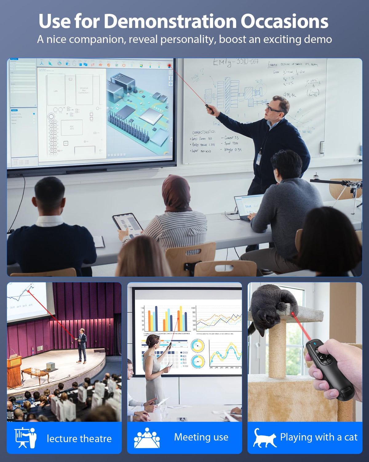 2-in-1 USB Type C Presentation Clicker Wireless Presenter Remote Clicker for PowerPoint Presentations with Pointer, RF 2.4GHz USB C PowerPoint Clicker Slide Advancer for Computer/Mac/Laptop
